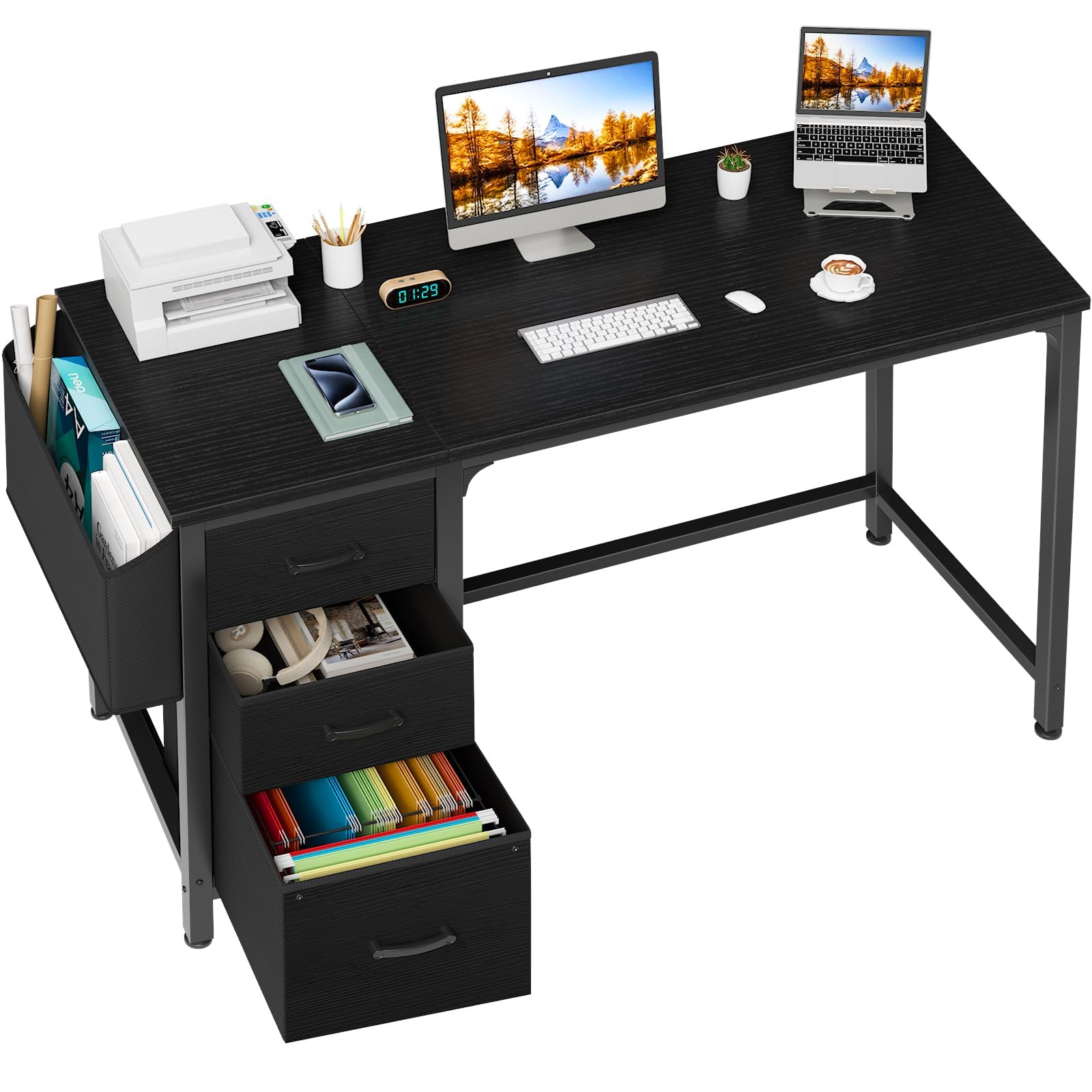 Lufeiya 47-Inch Computer Desk with File Drawers & Storage