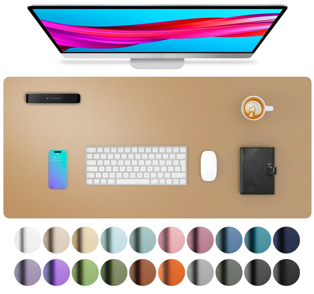 Waterproof PU Leather Desk Pad & Mouse Pad with Non-Slip Base