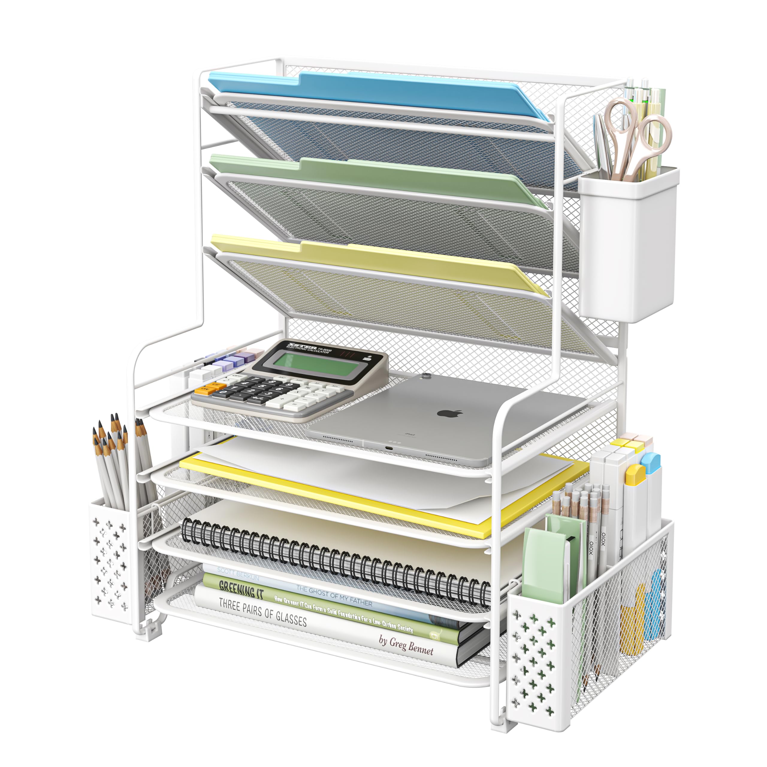 Simple Trending 7-Tier Desk File Organizer with Pen Holder