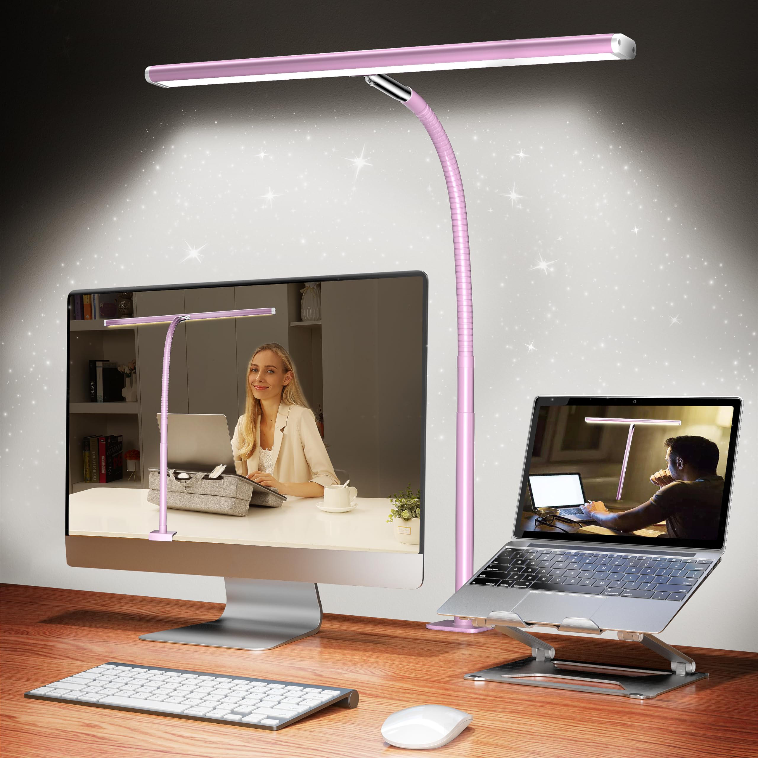 Airlonv 17-Inch LED Clamp Desk Lamp with Stepless Dimming