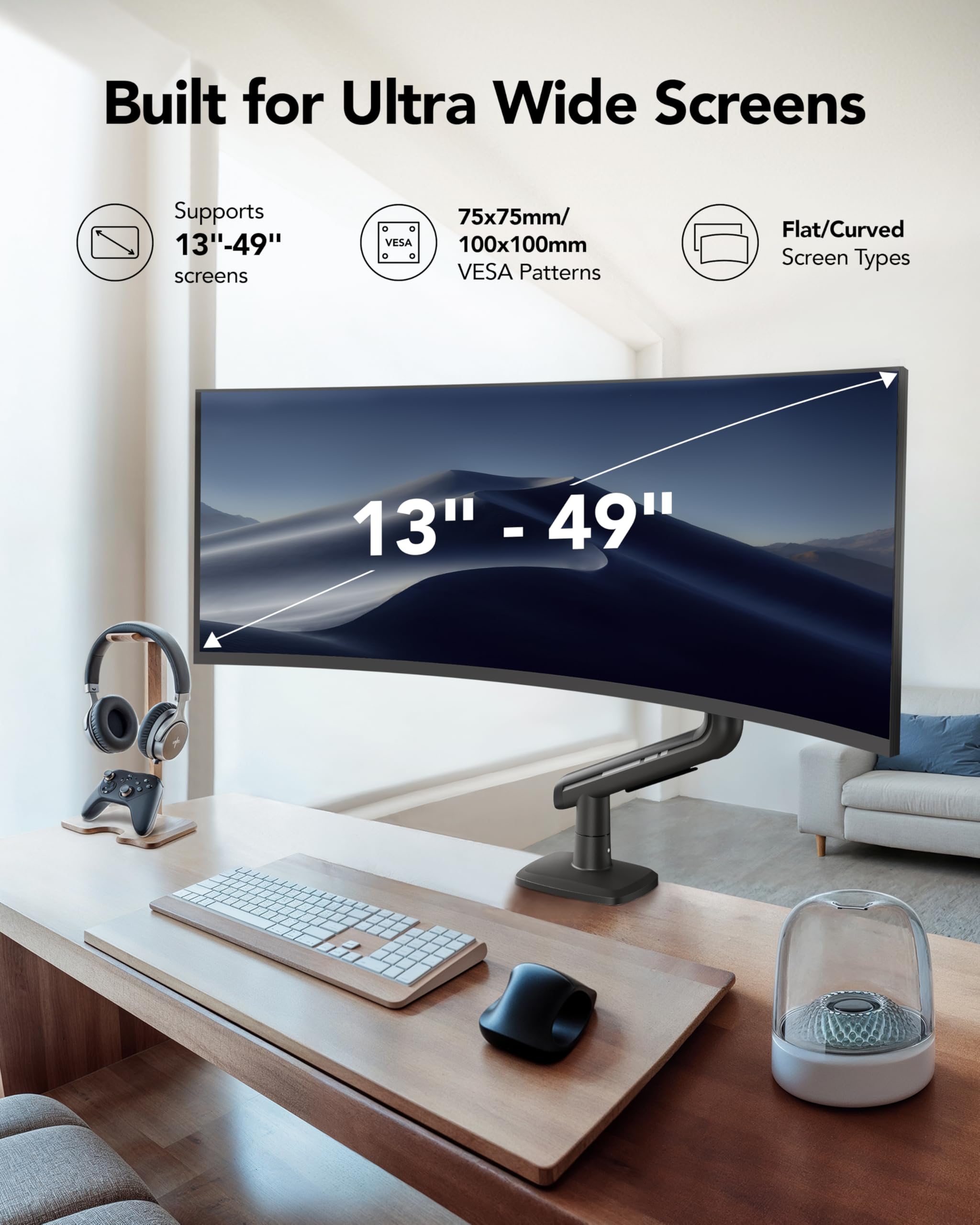 HUANUO Heavy-Duty Monitor Arm for Ultrawide Screens