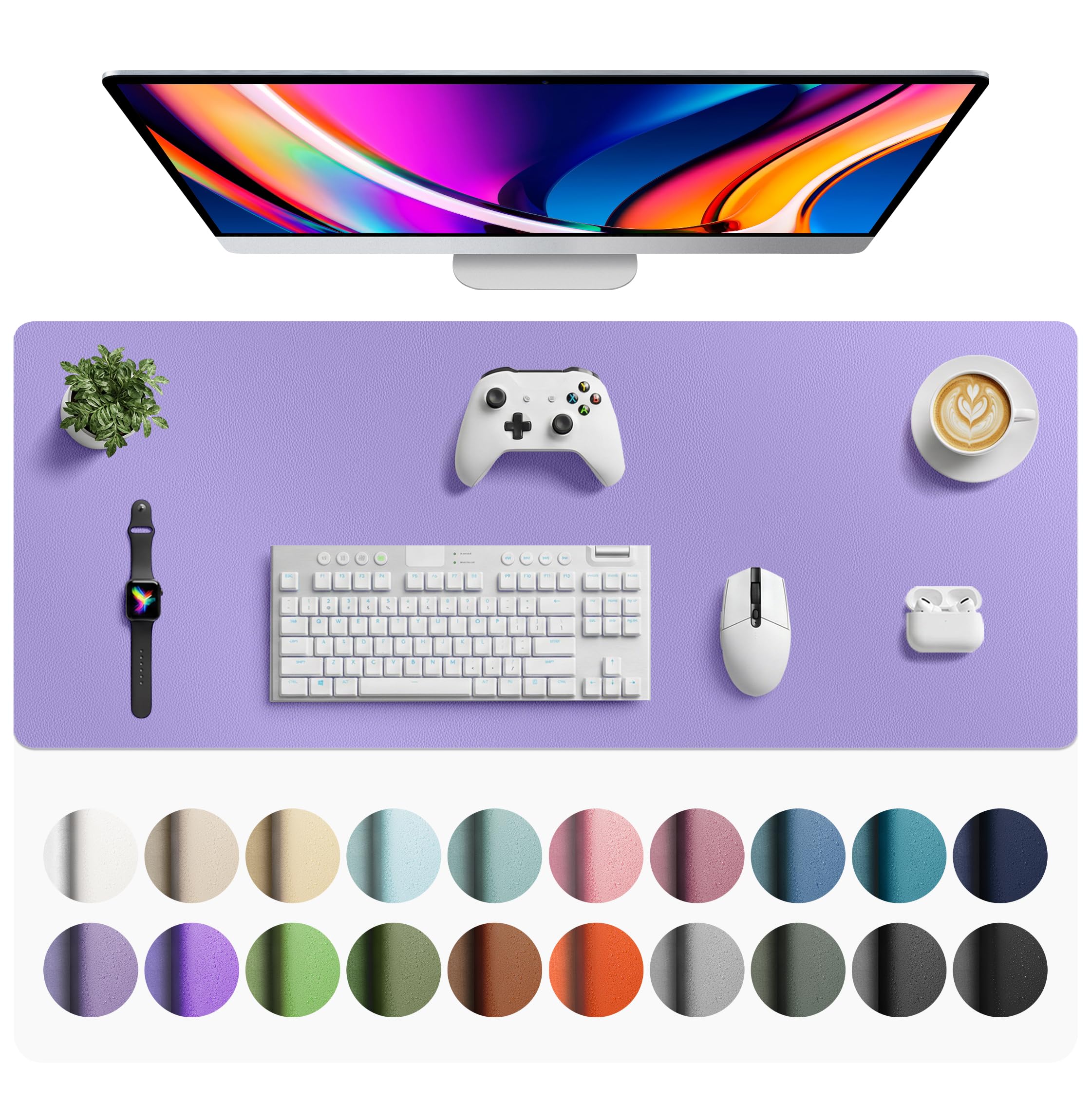 Waterproof PU Leather Desk Pad & Mouse Pad with Non-Slip Base
