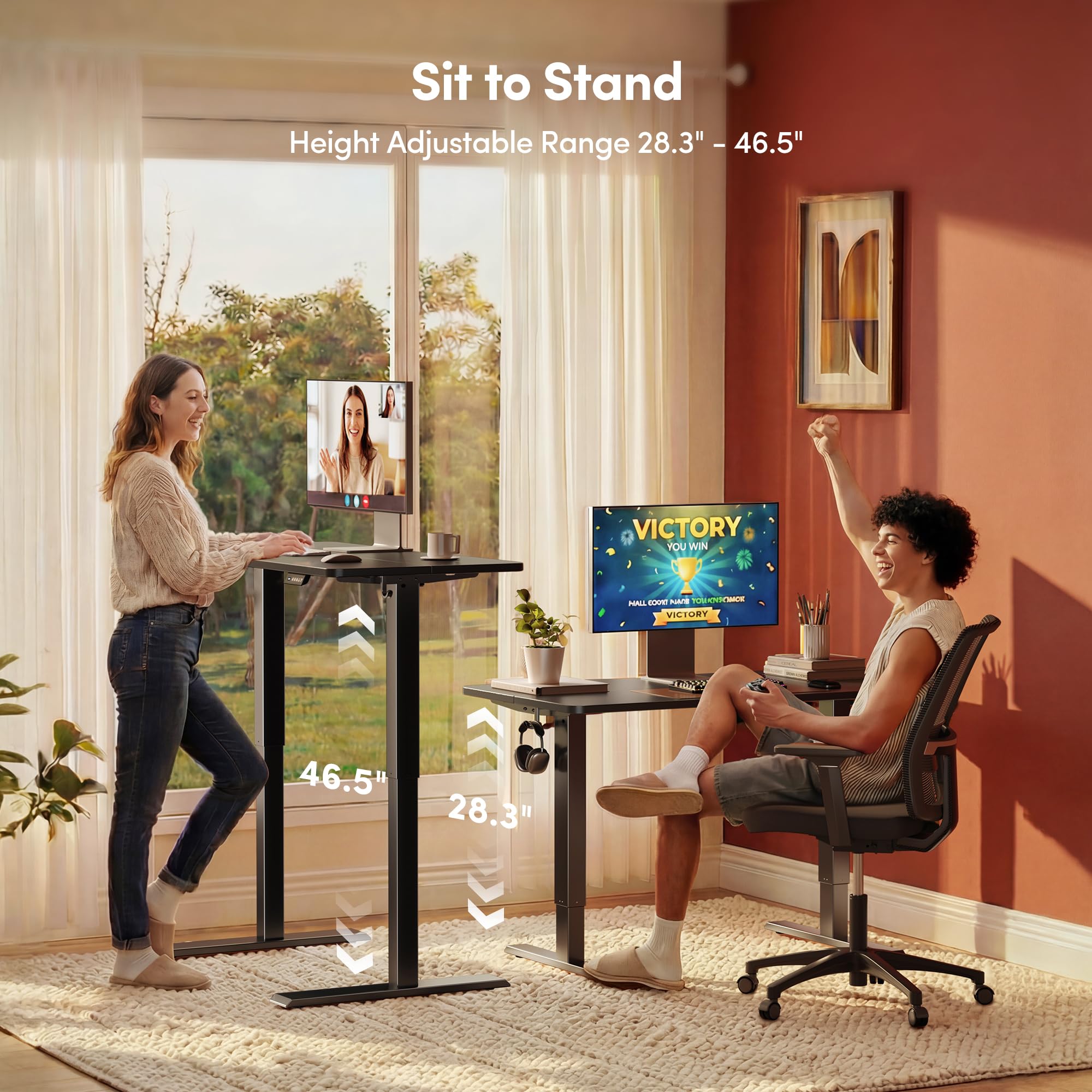 FEZIBO Standing Desk Electric Height Adjustable