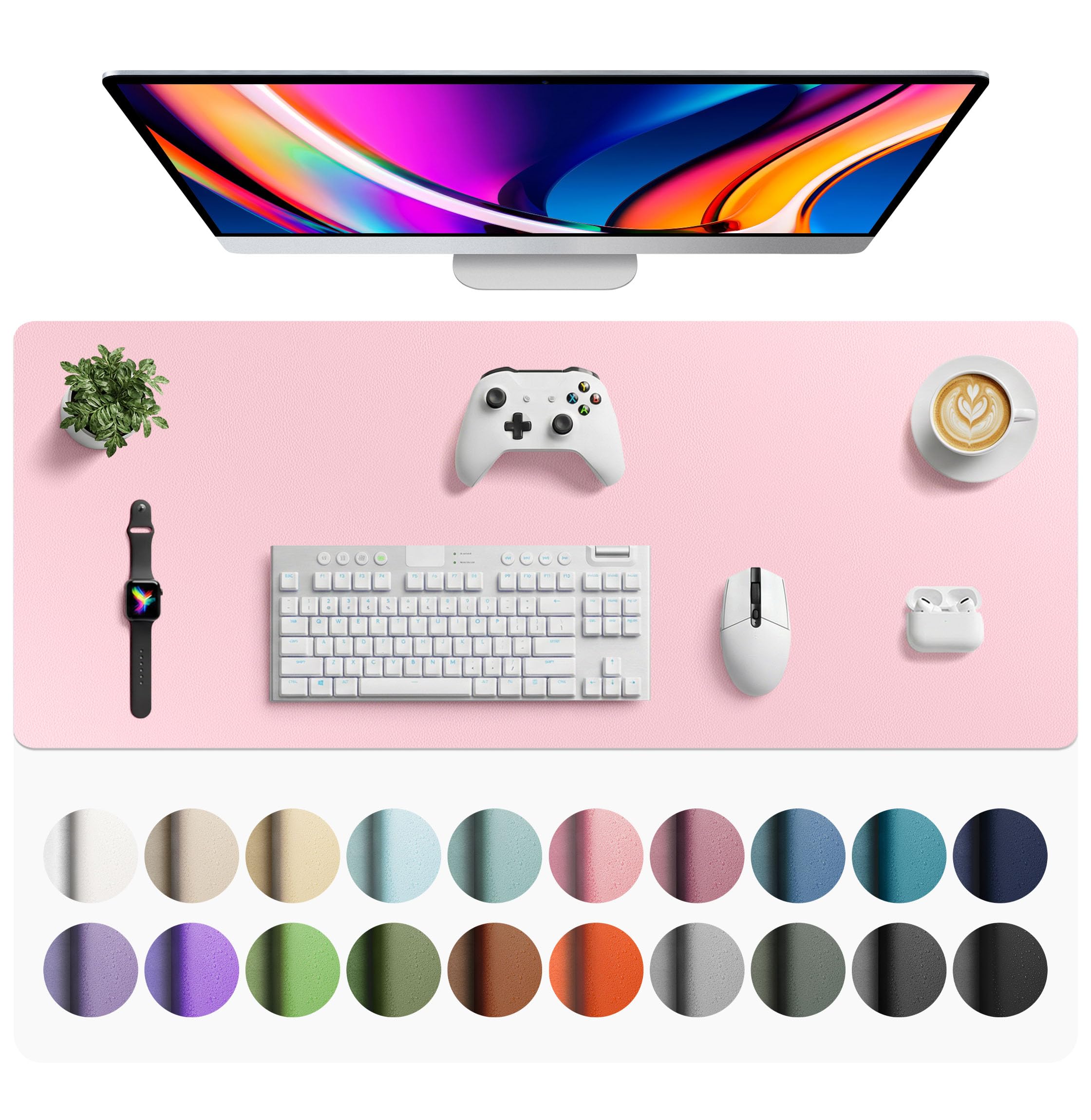 Waterproof PU Leather Desk Pad & Mouse Pad with Non-Slip Base