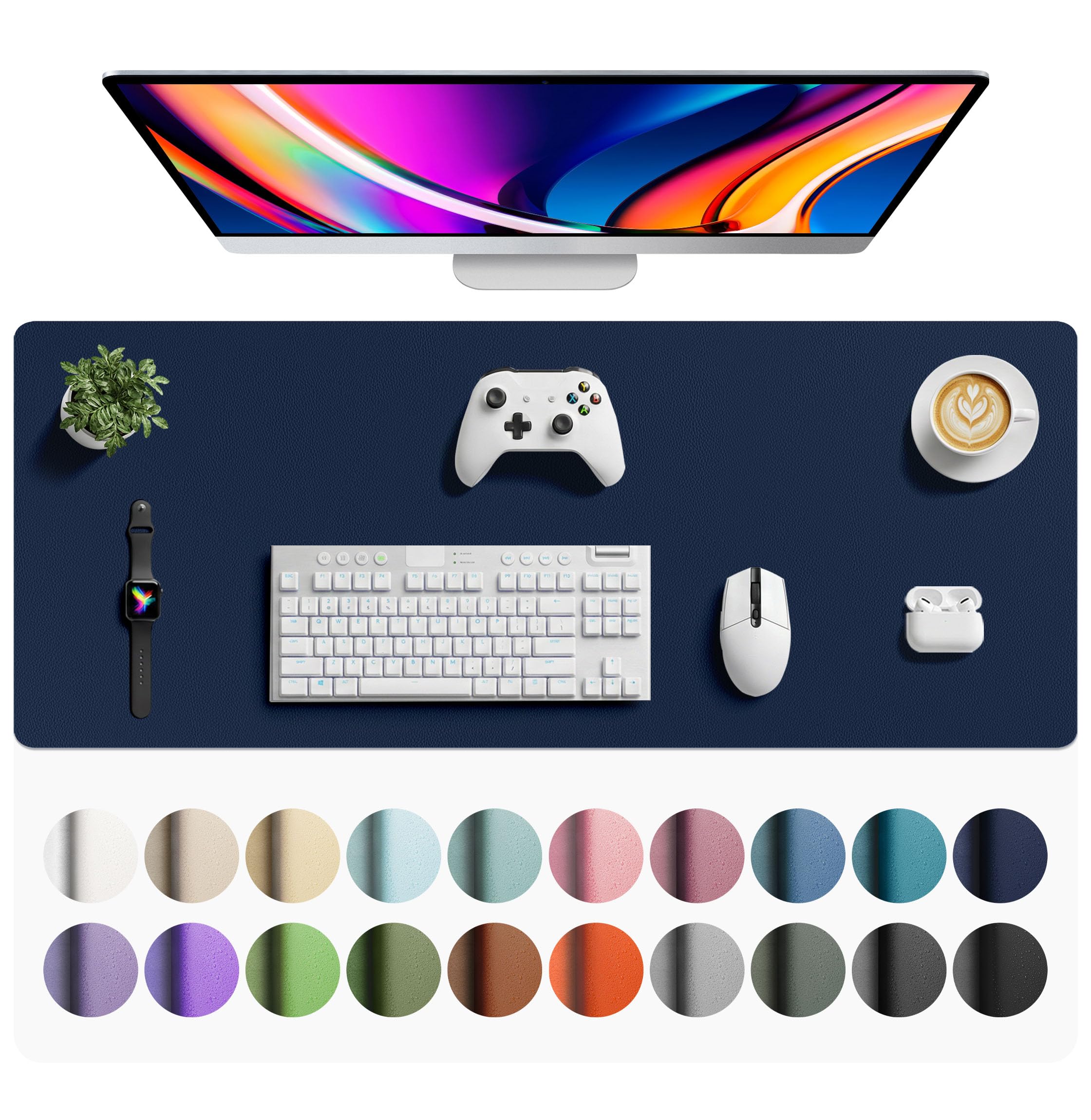 Waterproof PU Leather Desk Pad & Mouse Pad with Non-Slip Base