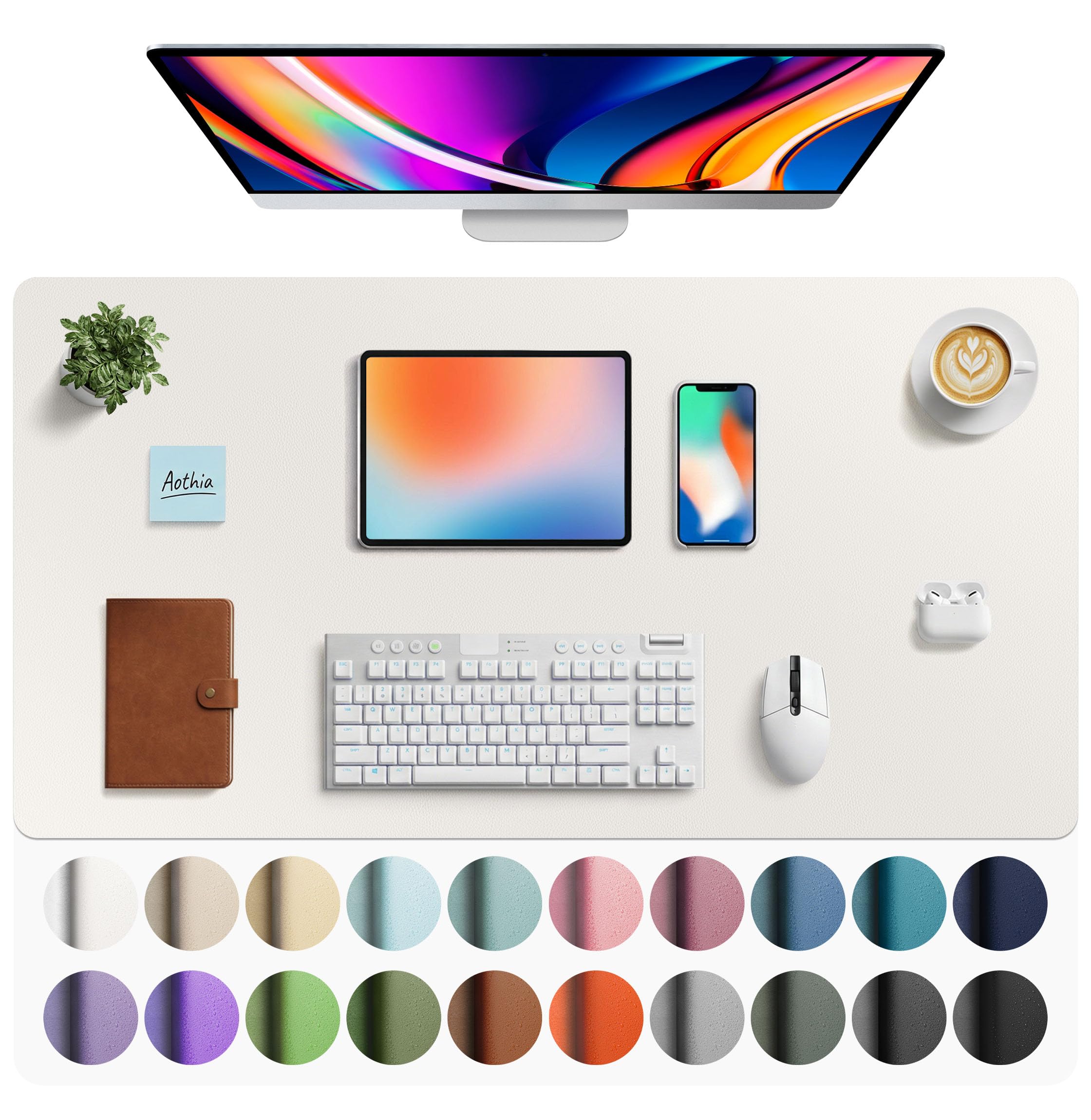 Waterproof PU Leather Desk Pad & Mouse Pad with Non-Slip Base