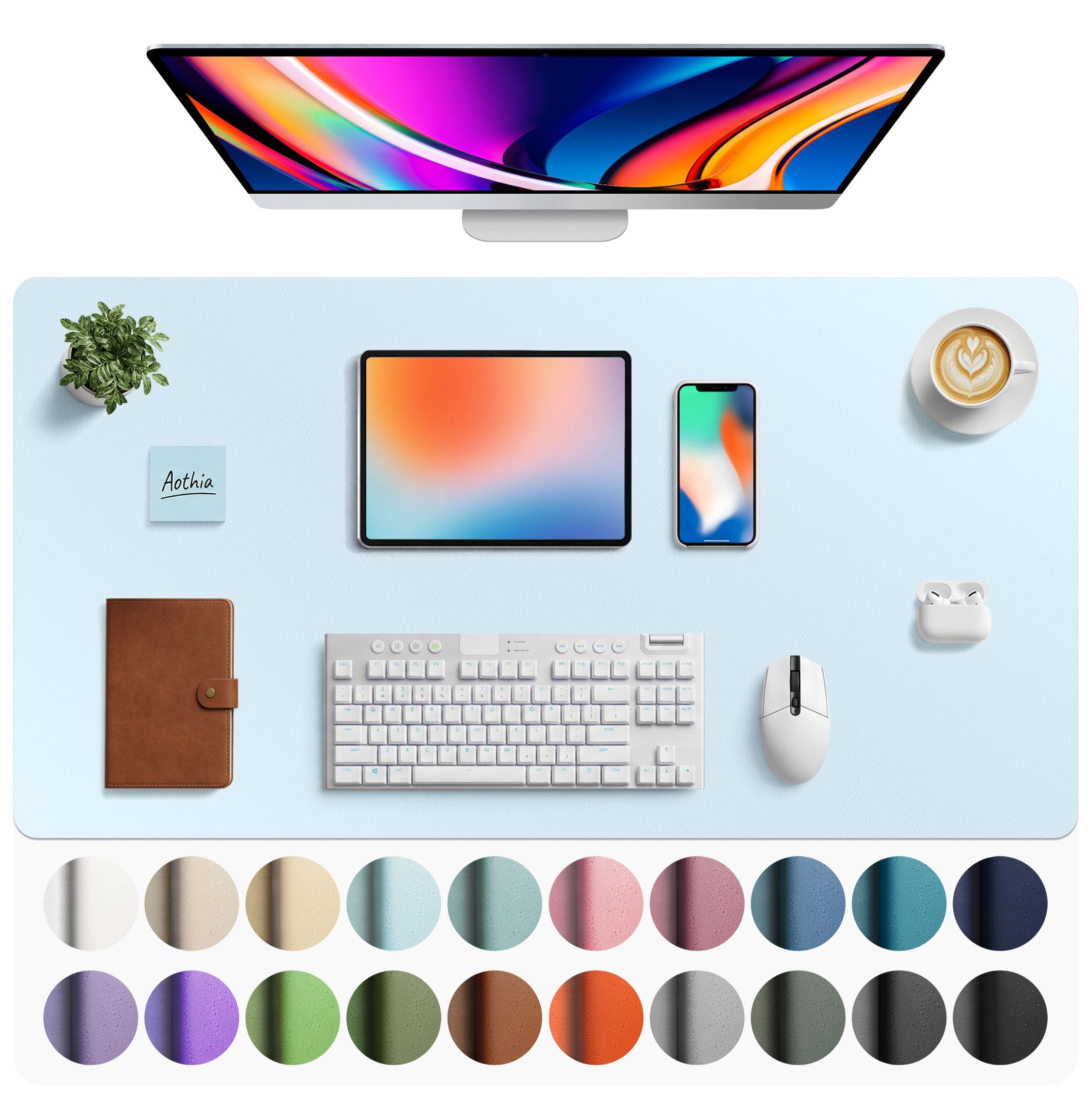 Waterproof PU Leather Desk Pad & Mouse Pad with Non-Slip Base
