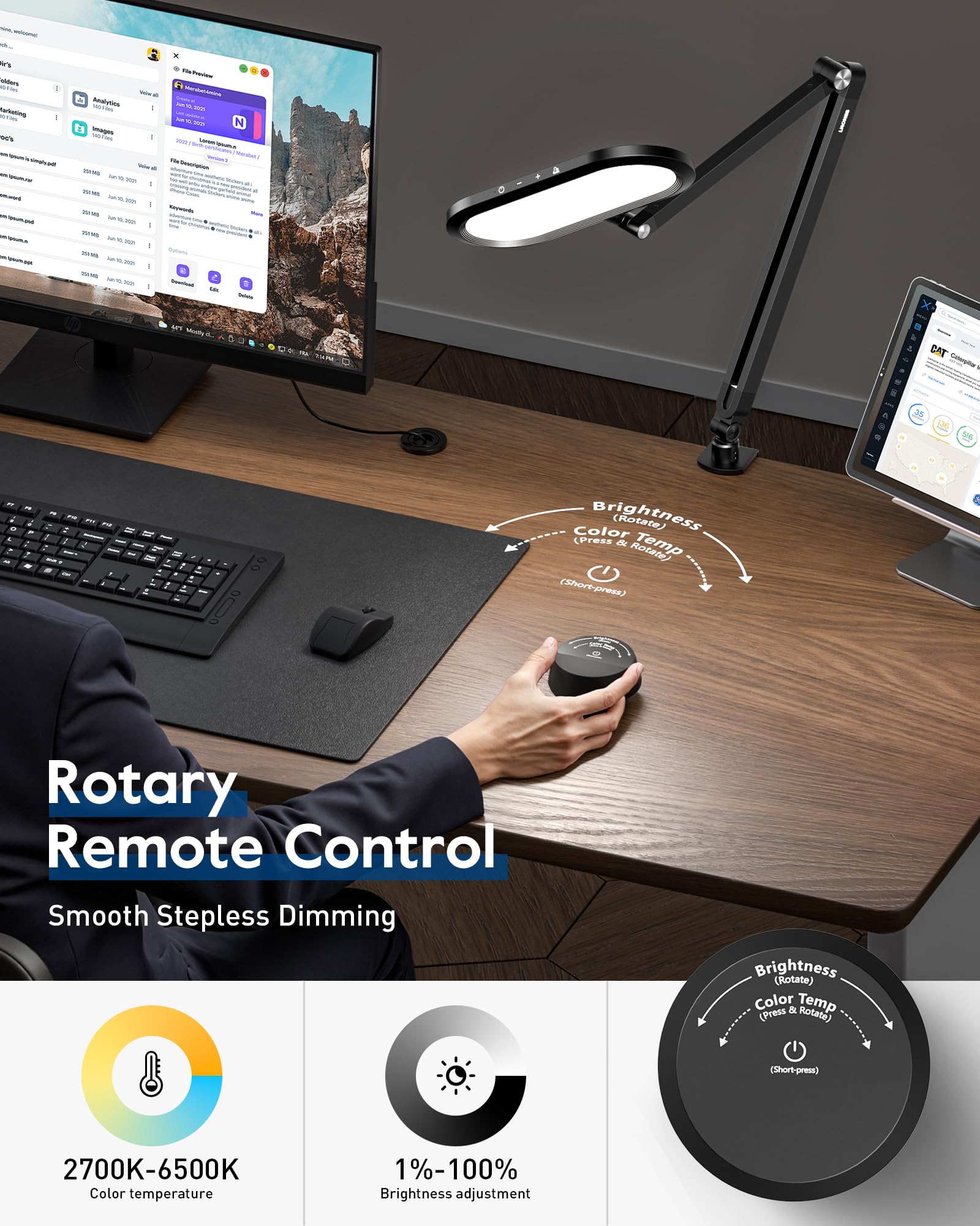 LitONES Clamp Desk Lamp with Eye-Caring LED Lighting
