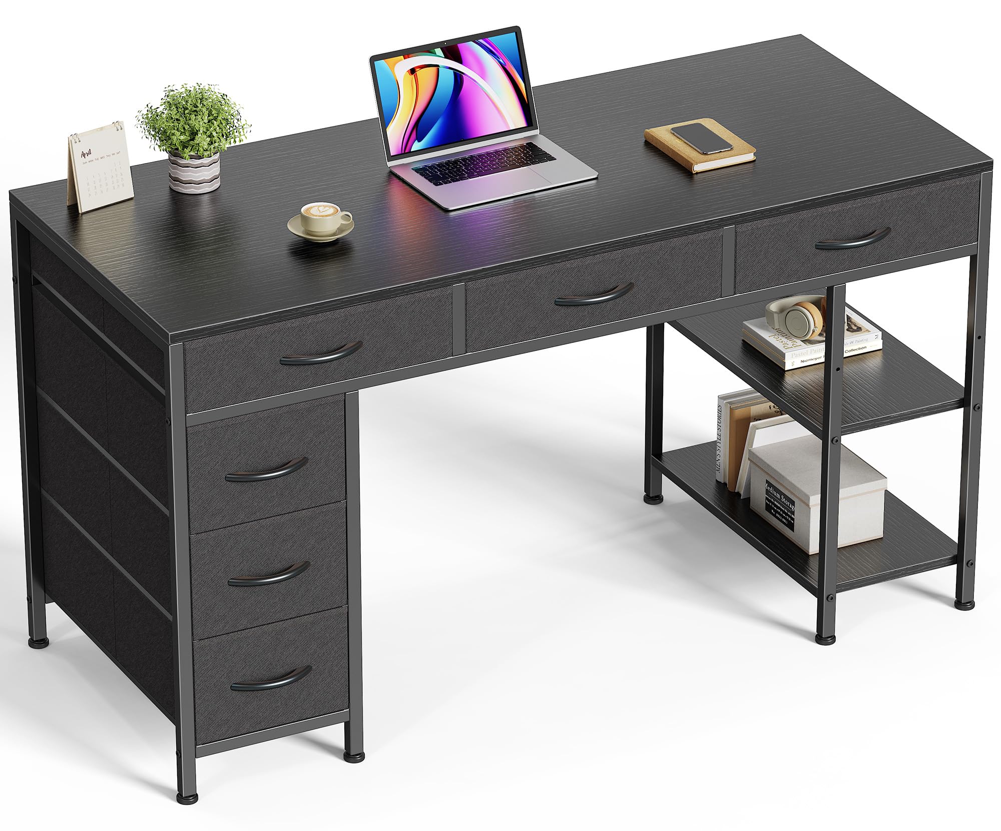 Huuger 6-Drawer Computer Desk with Reversible Storage