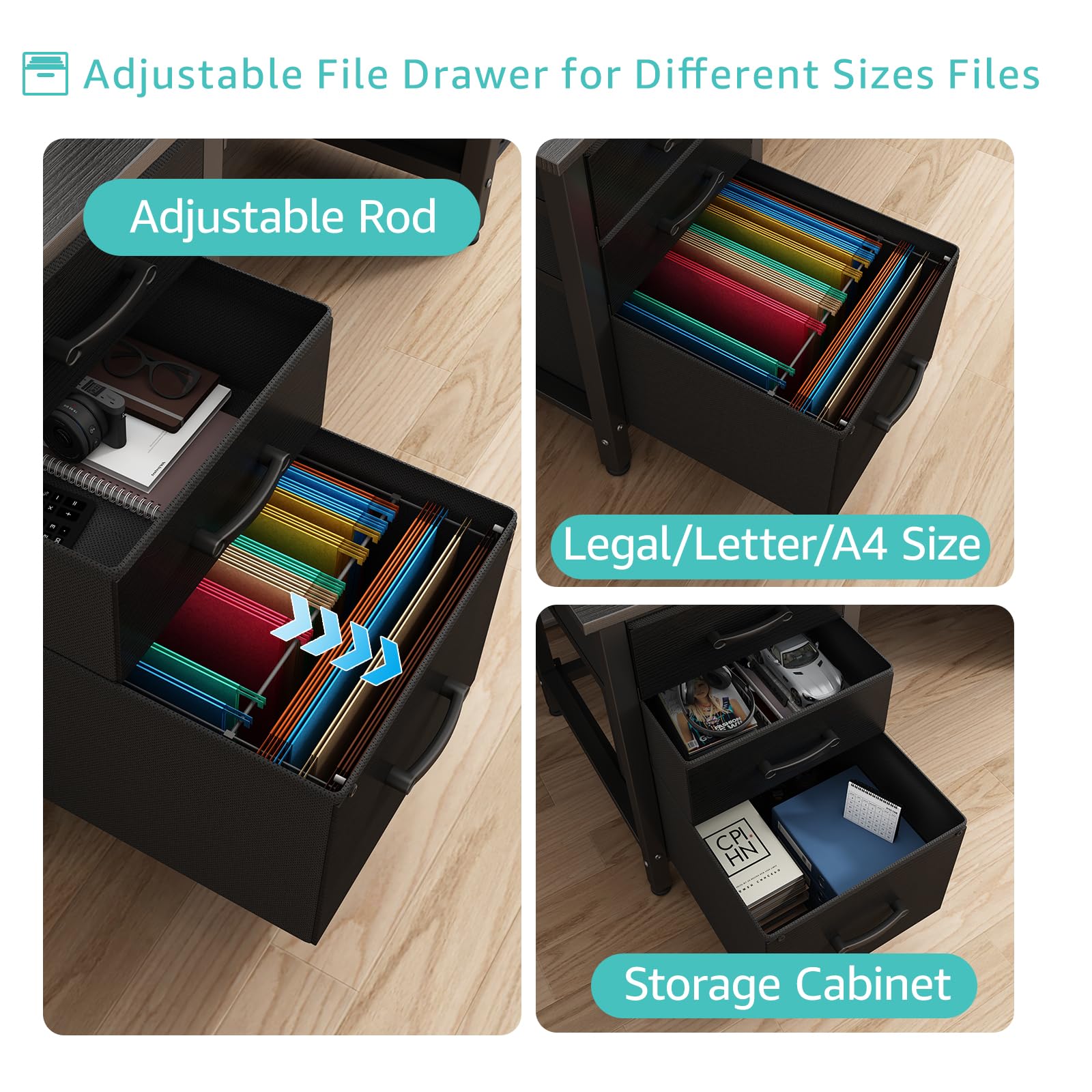 Lufeiya 47-Inch Computer Desk with File Drawers & Storage