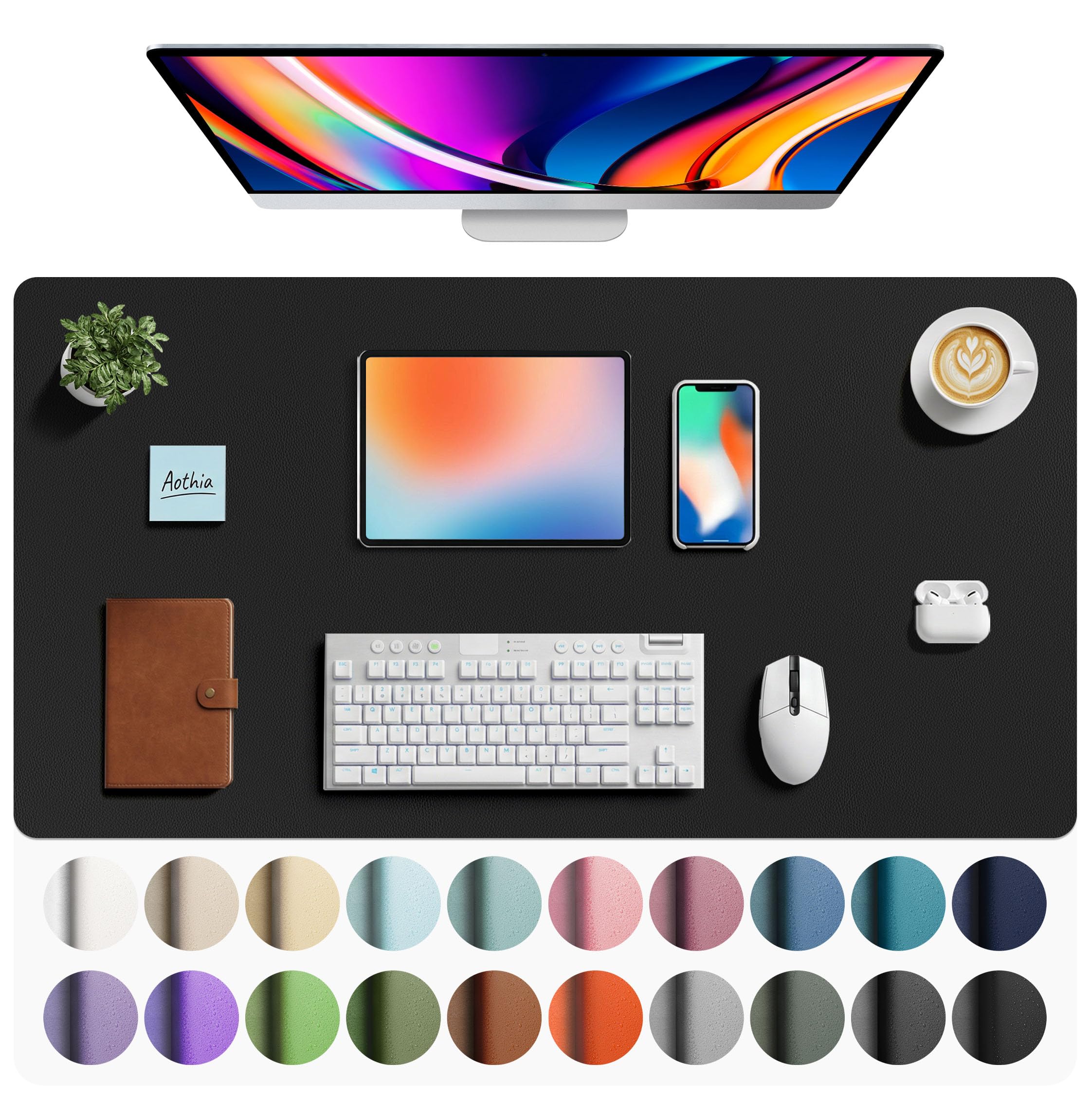 Waterproof PU Leather Desk Pad & Mouse Pad with Non-Slip Base