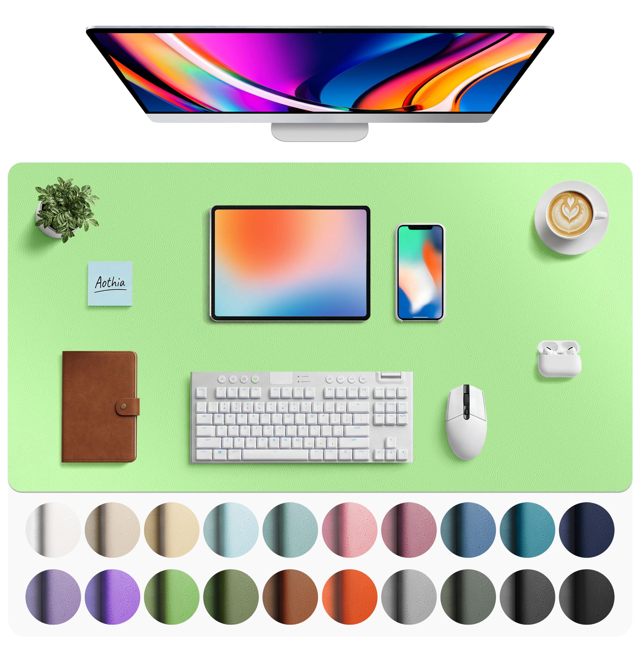Waterproof PU Leather Desk Pad & Mouse Pad with Non-Slip Base
