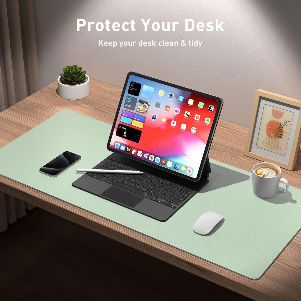 Waterproof PU Leather Desk Pad & Mouse Pad with Non-Slip Base