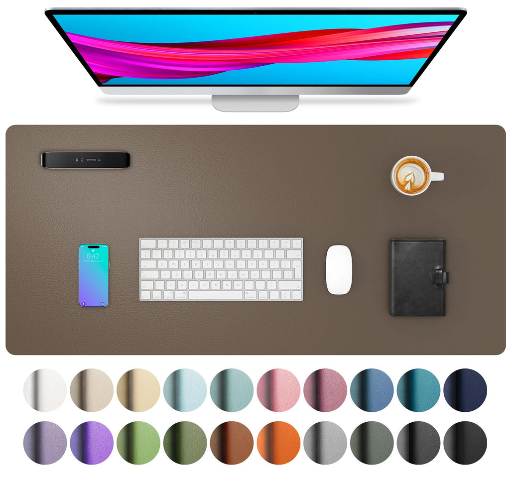 Waterproof PU Leather Desk Pad & Mouse Pad with Non-Slip Base