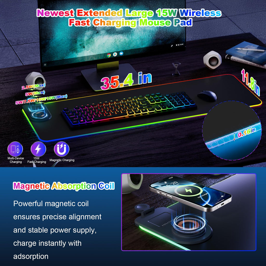HAUTOCO 31.5-Inch Extended Gaming Mouse Pad Desk Mat