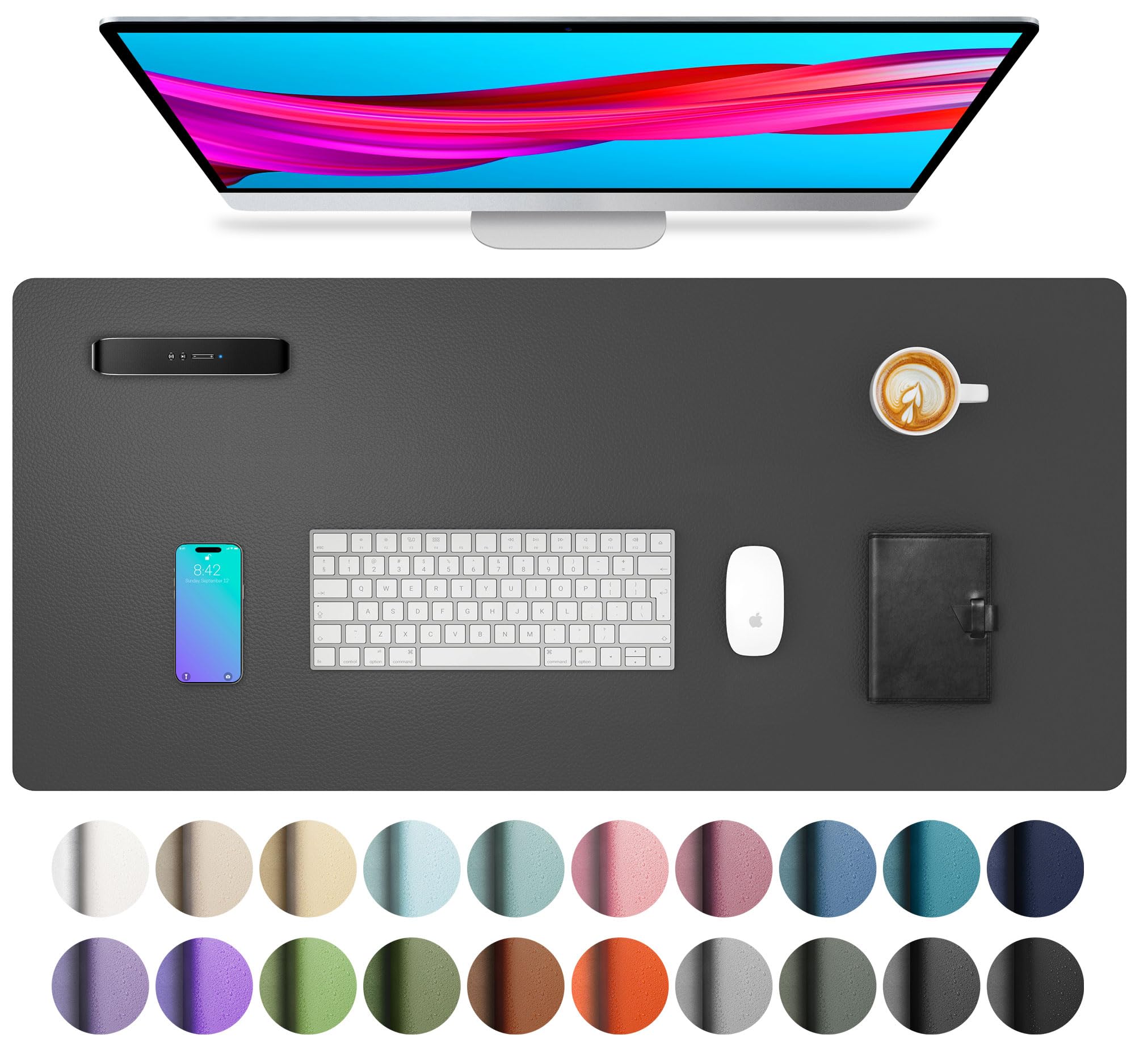 Waterproof PU Leather Desk Pad & Mouse Pad with Non-Slip Base