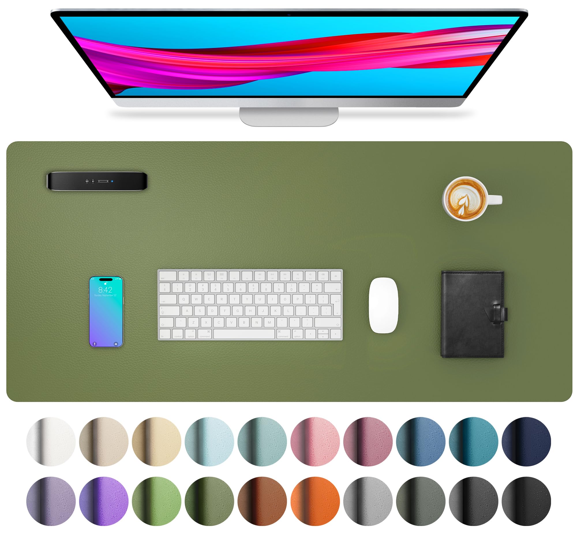 Waterproof PU Leather Desk Pad & Mouse Pad with Non-Slip Base