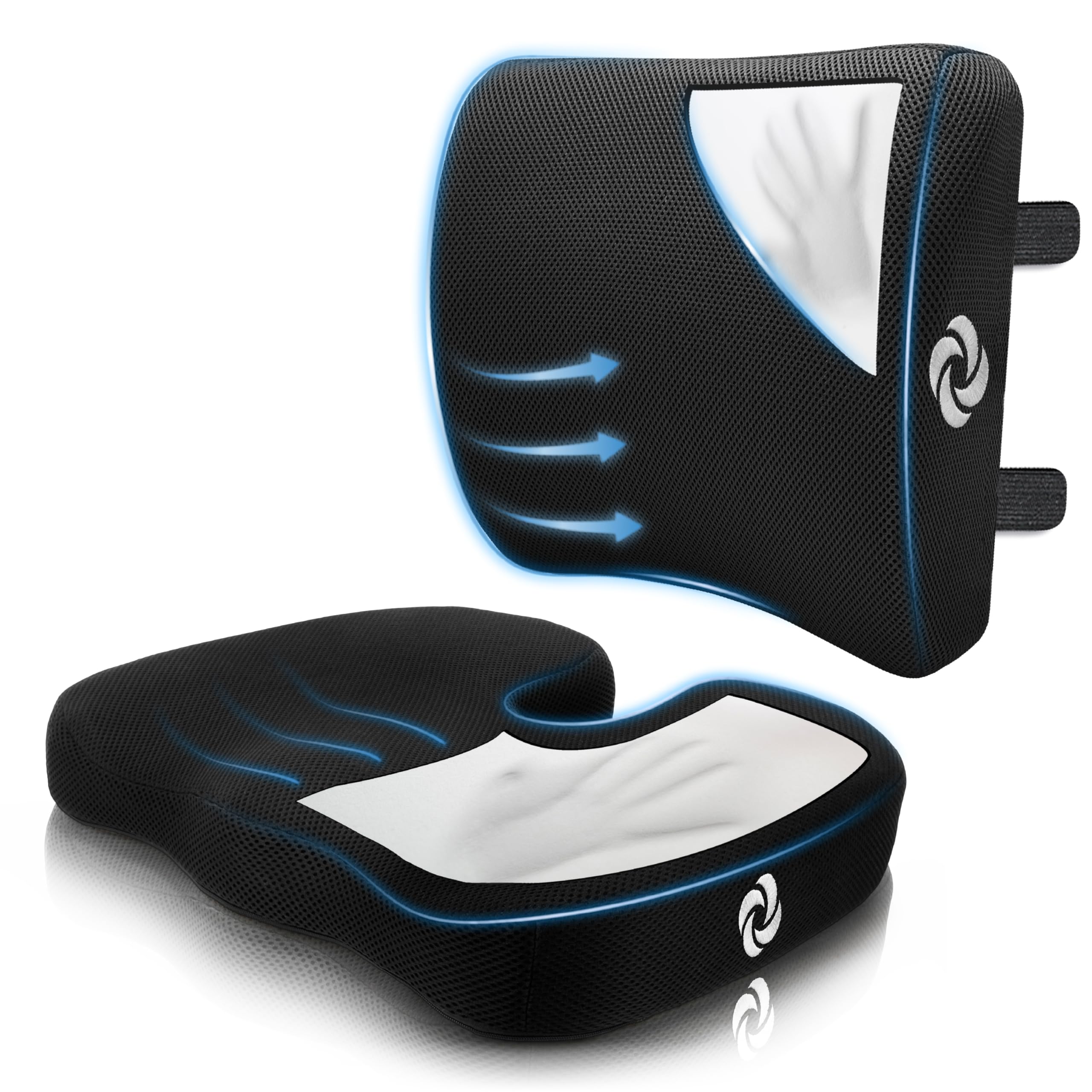 Samsonite Lumbar Support Pillow for Office Chair and Car Seat, Perfectly Balanced Memory Foam, Versatile Use Lower Back Cushion