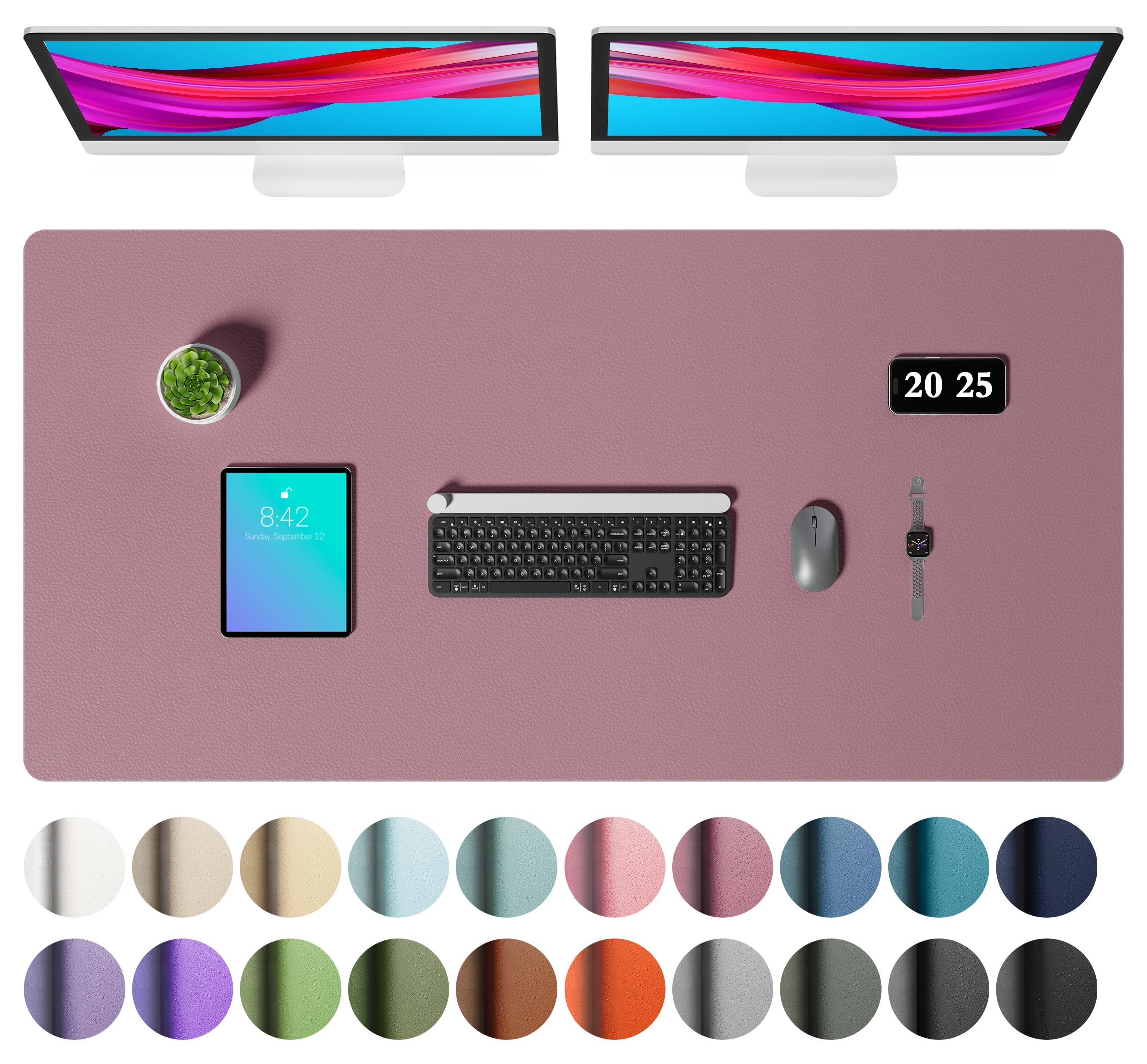 Waterproof PU Leather Desk Pad & Mouse Pad with Non-Slip Base