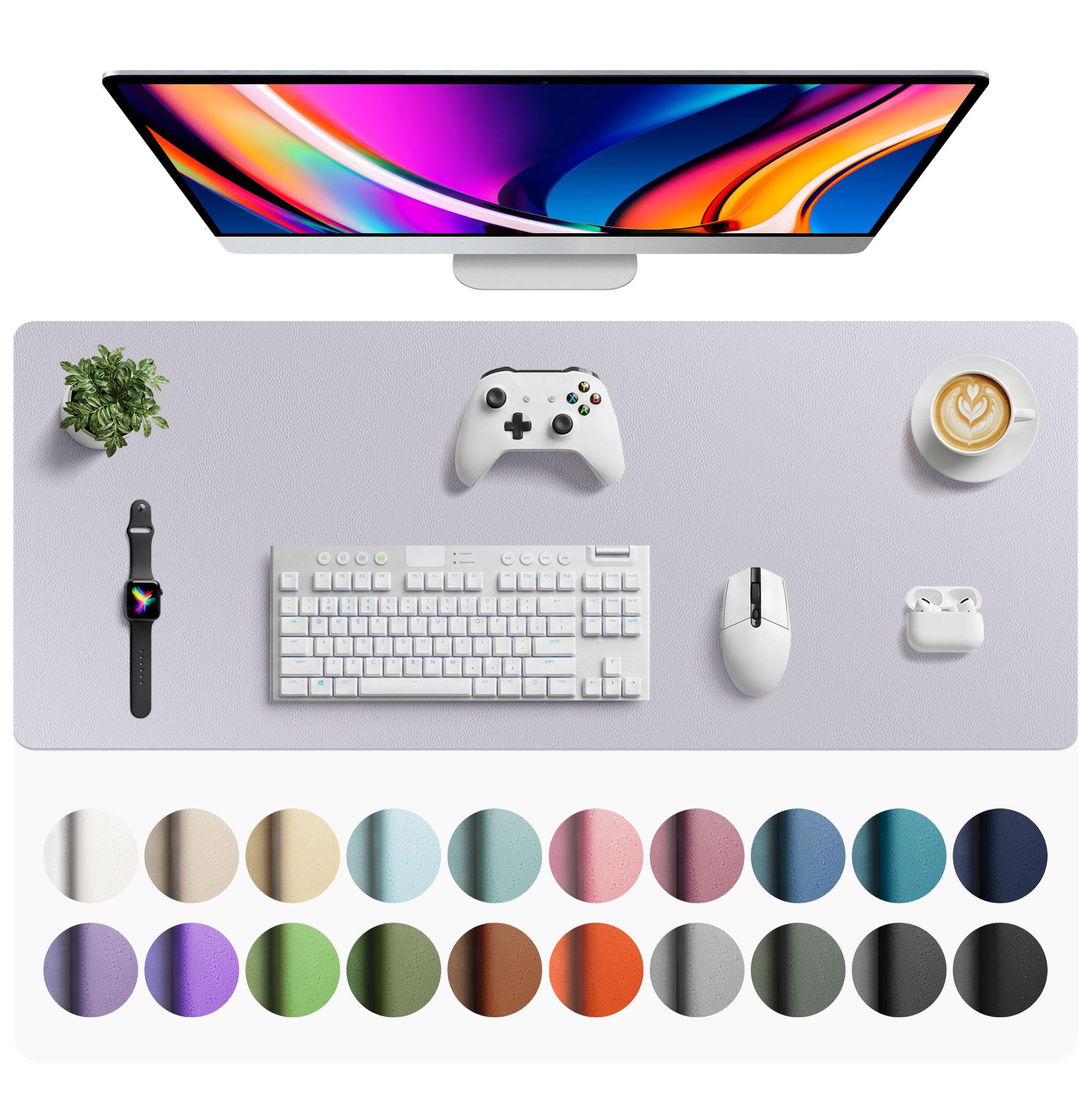 Waterproof PU Leather Desk Pad & Mouse Pad with Non-Slip Base