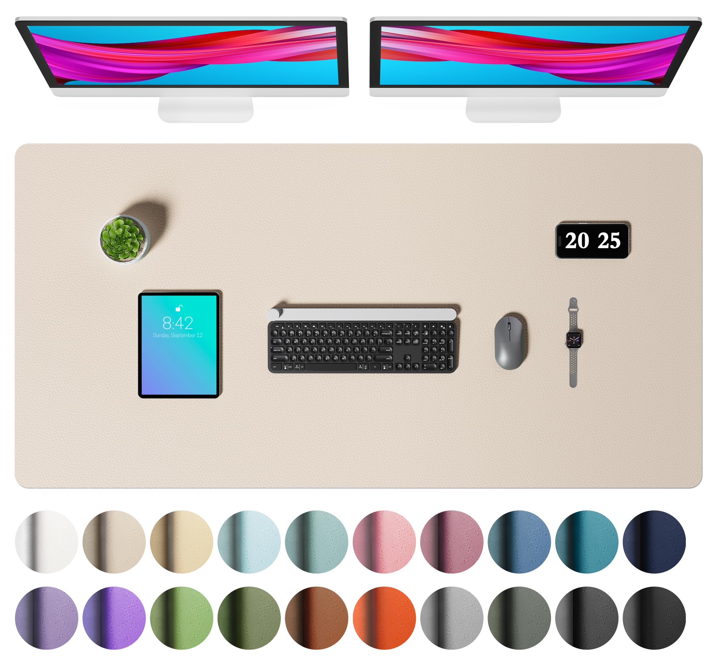 Waterproof PU Leather Desk Pad & Mouse Pad with Non-Slip Base