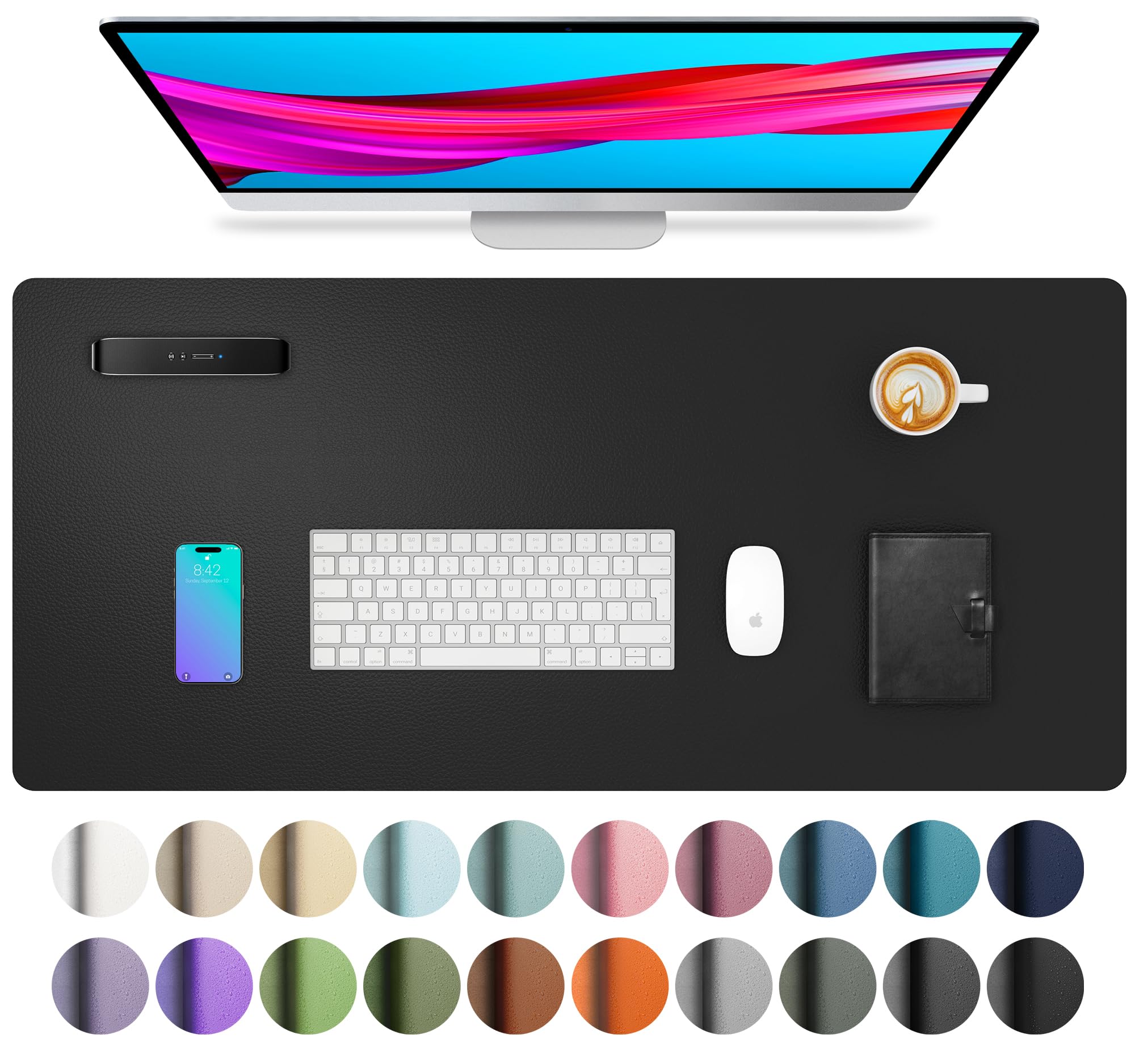 Waterproof PU Leather Desk Pad & Mouse Pad with Non-Slip Base