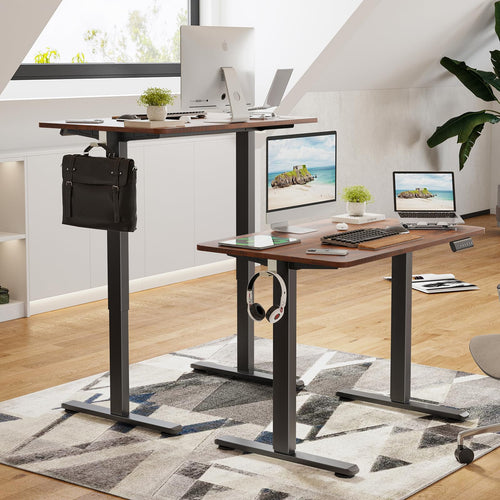 AYJOIR Electric Standing Desk for Home Office, Adjustable Height Sit Stand Desks with Splice Board, 3 Memory Preset Offices Table with Headphone Hook (Reddish Brown, 40''L* 24''W)