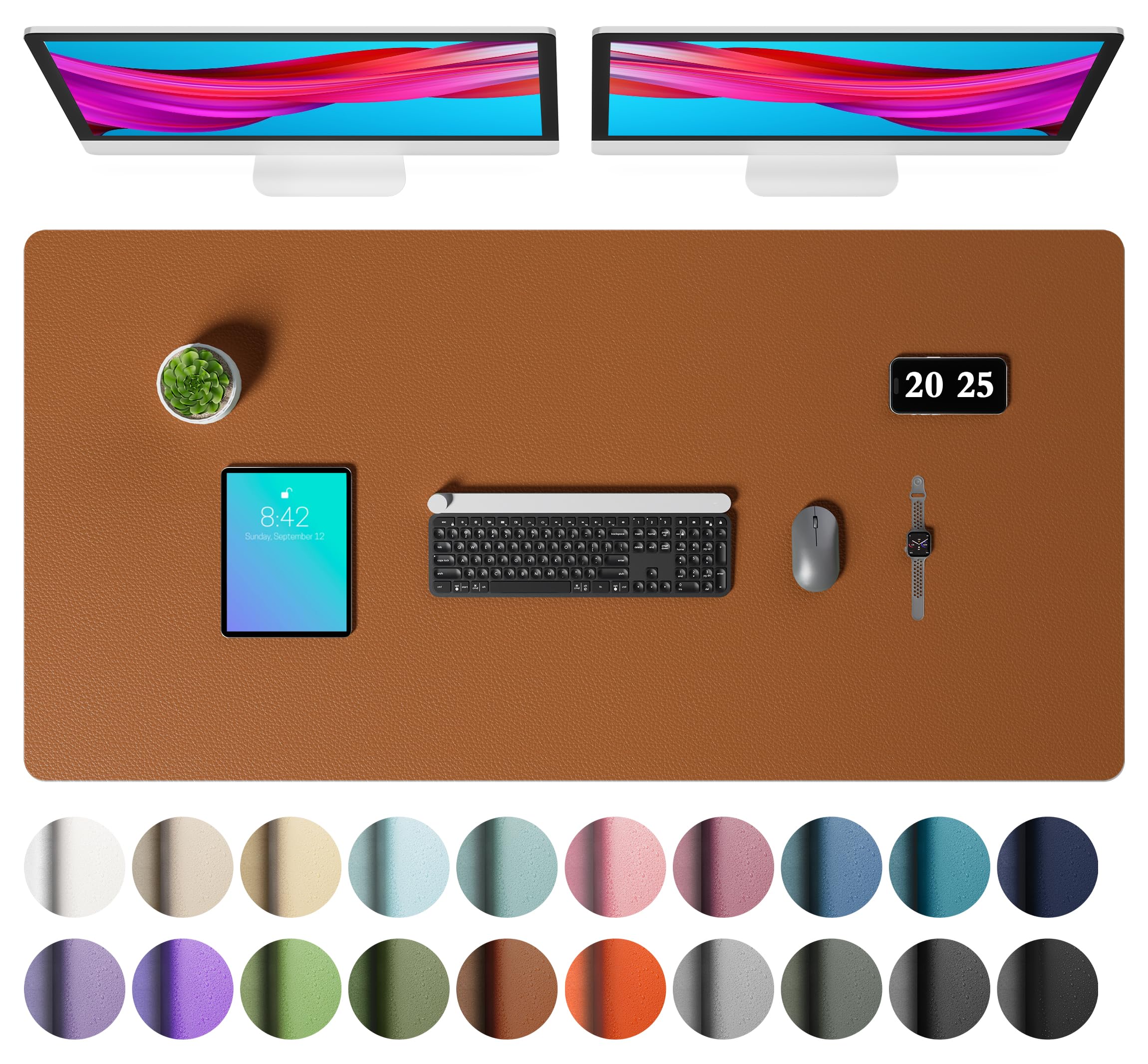 Waterproof PU Leather Desk Pad & Mouse Pad with Non-Slip Base