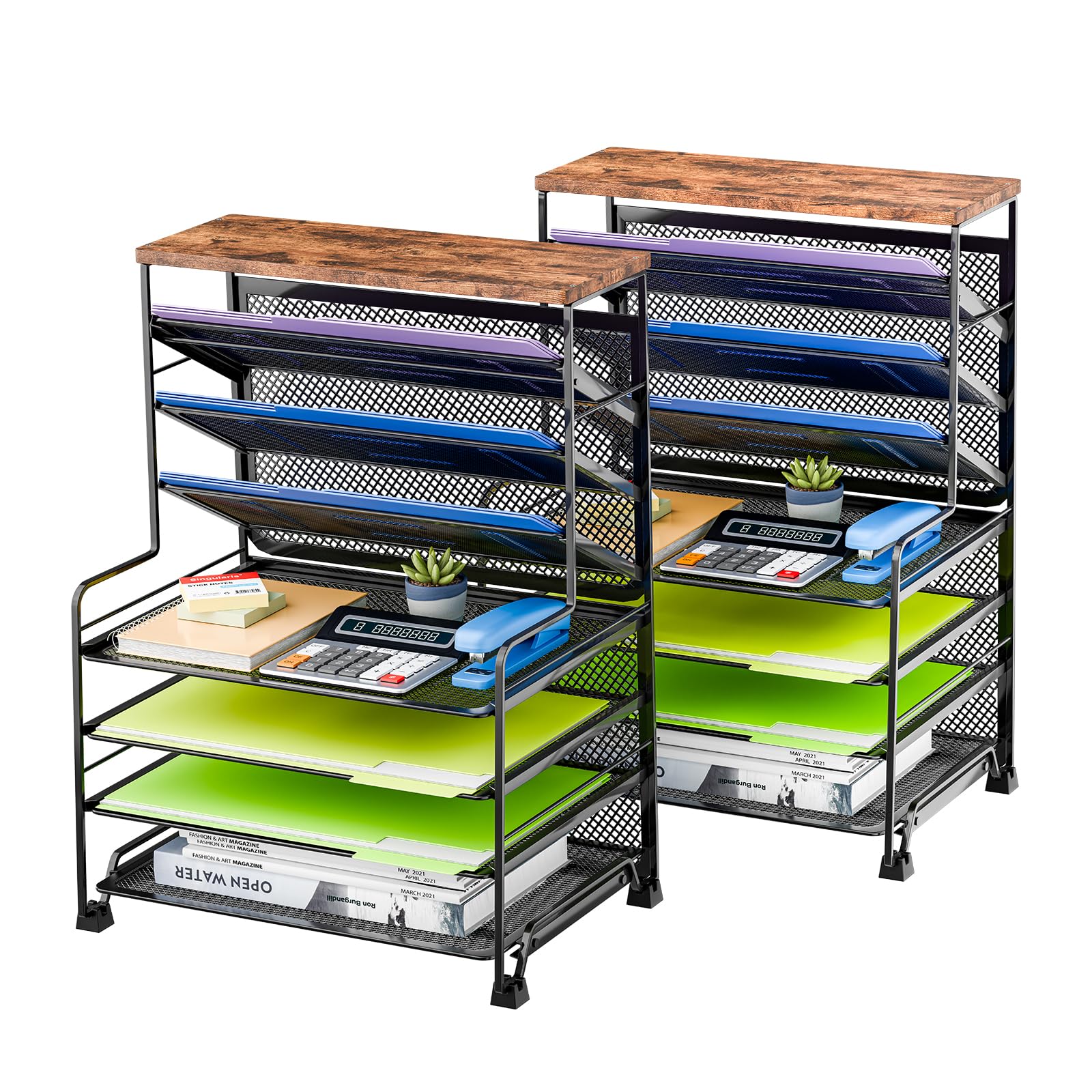 Simple Trending 7-Tier Desk File Organizer with Pen Holder