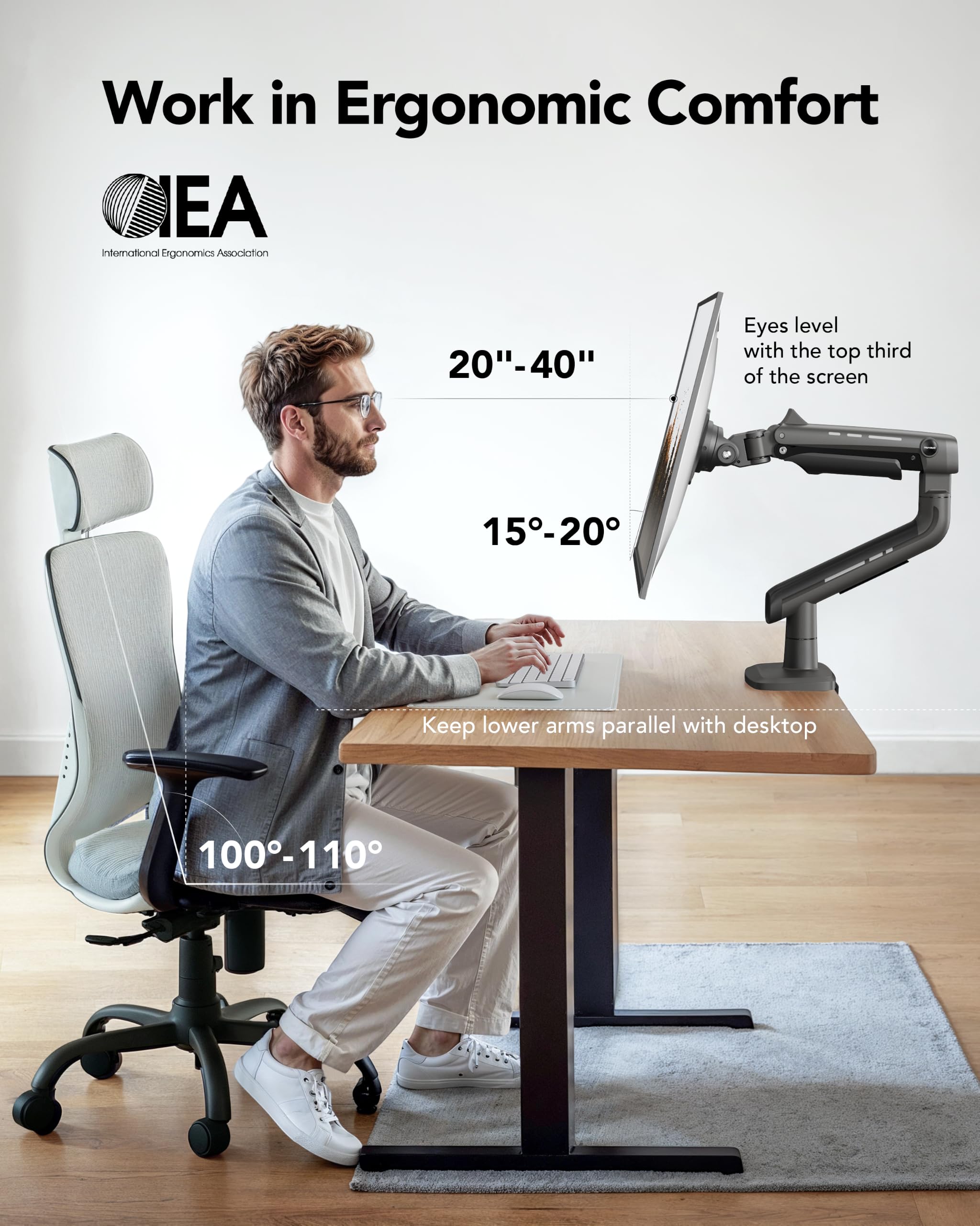 HUANUO Heavy-Duty Monitor Arm for Ultrawide Screens