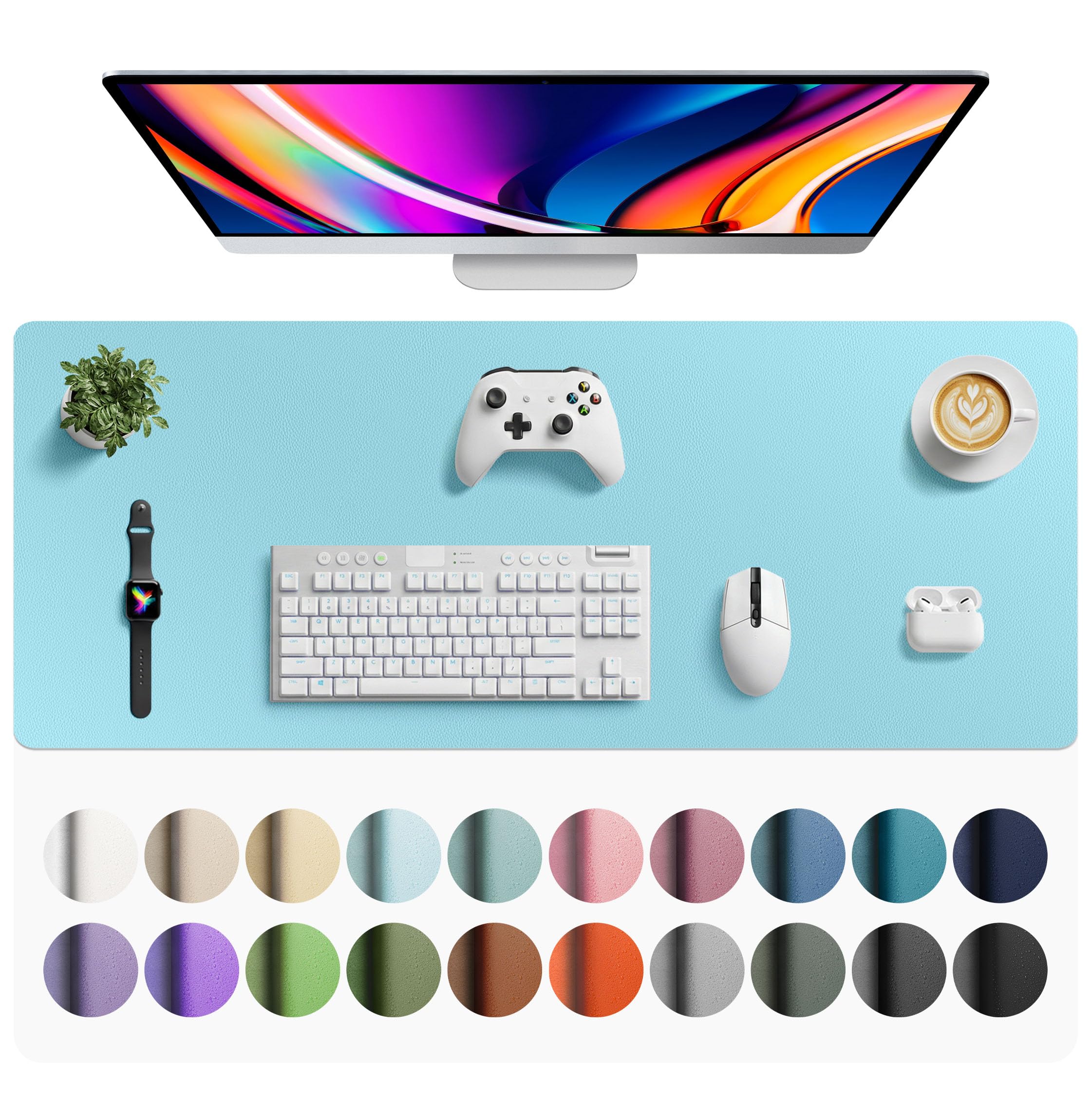 Waterproof PU Leather Desk Pad & Mouse Pad with Non-Slip Base
