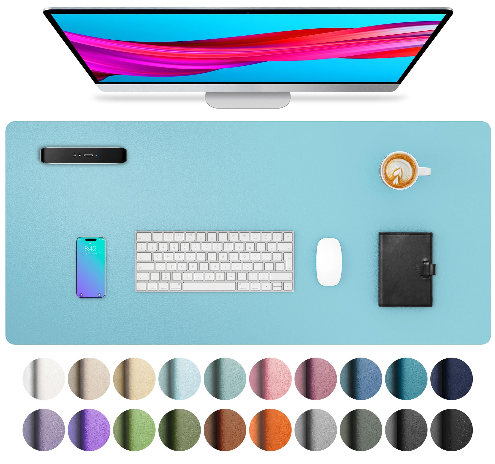 Waterproof PU Leather Desk Pad & Mouse Pad with Non-Slip Base