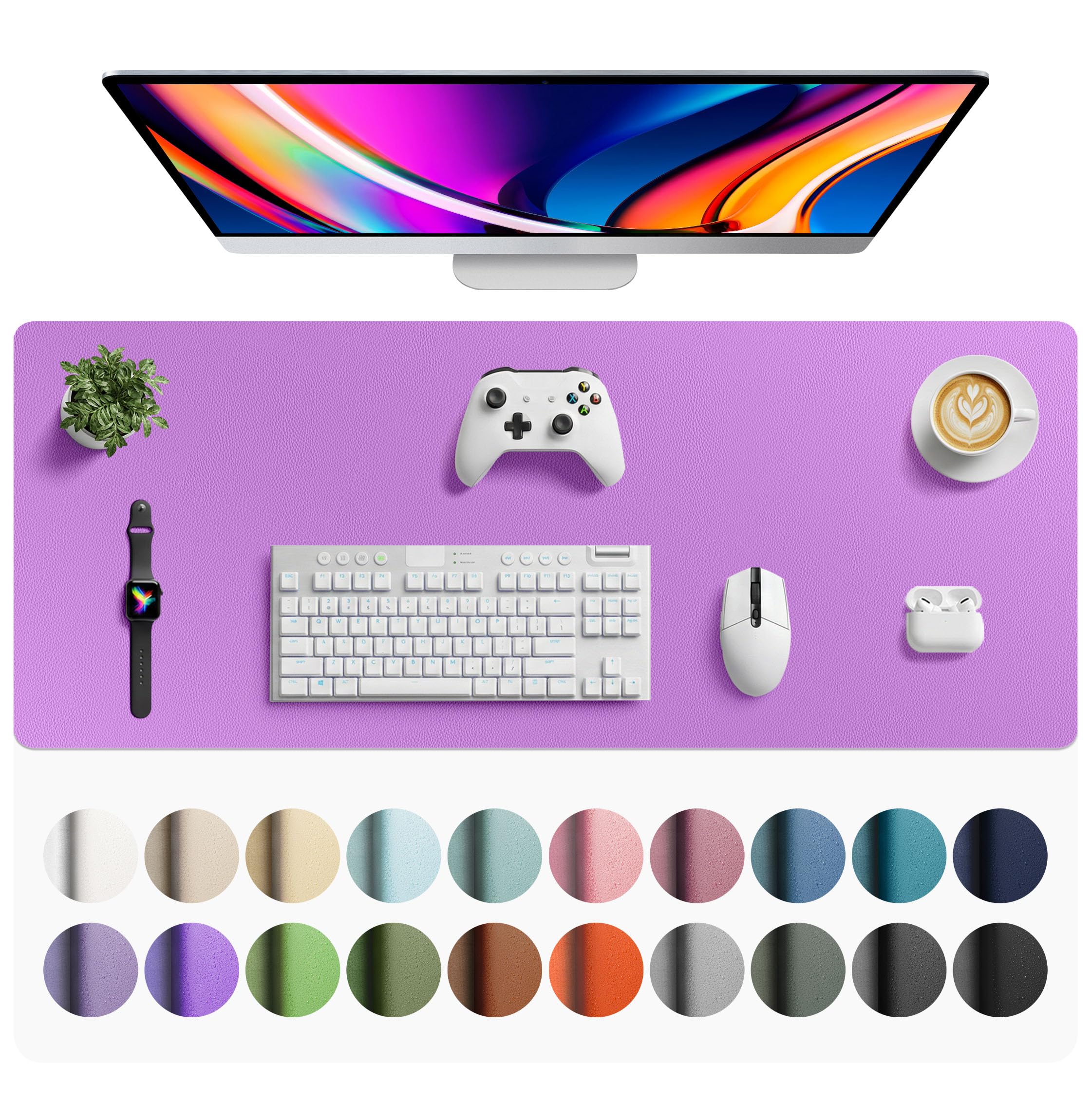 Waterproof PU Leather Desk Pad & Mouse Pad with Non-Slip Base