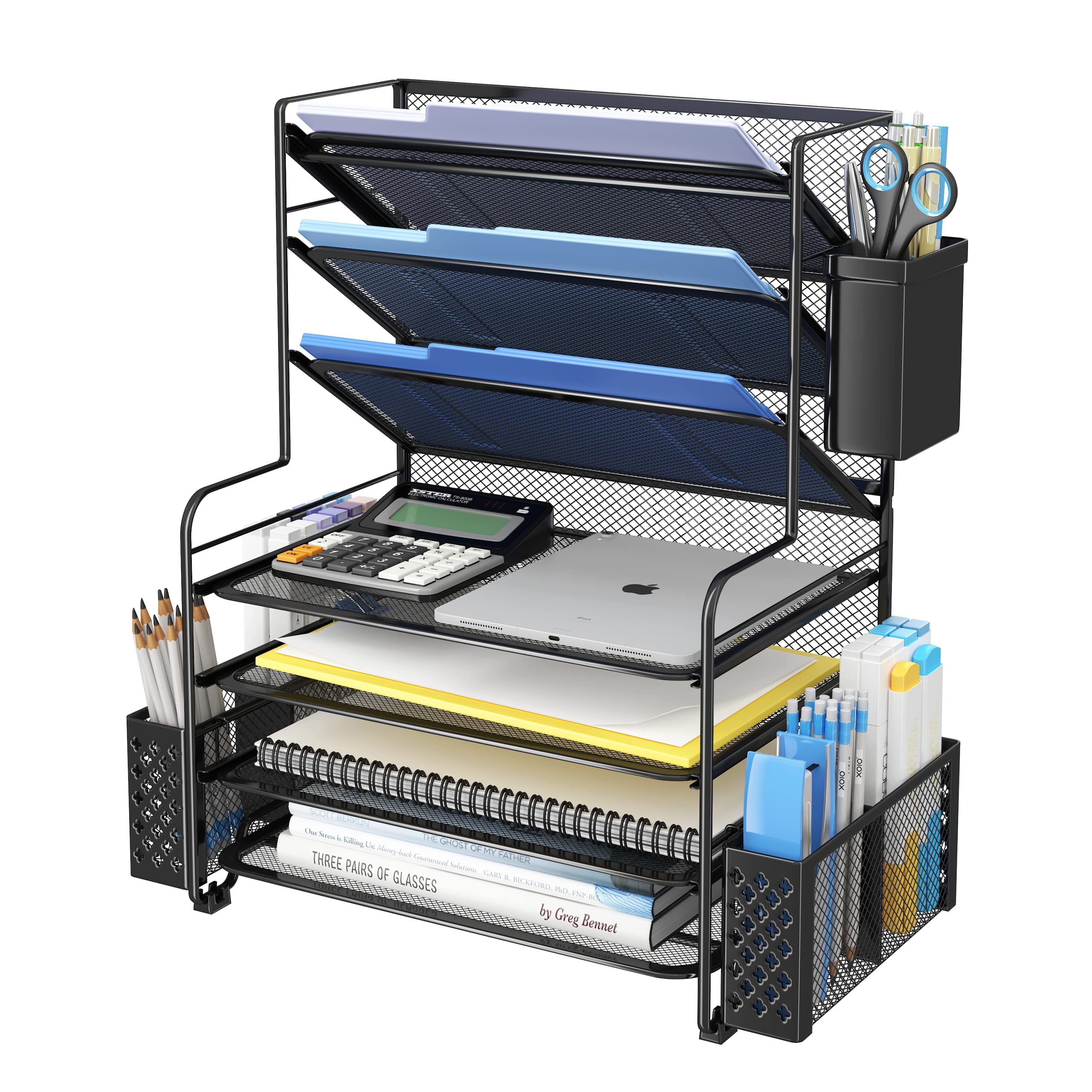 Simple Trending 7-Tier Desk File Organizer with Pen Holder