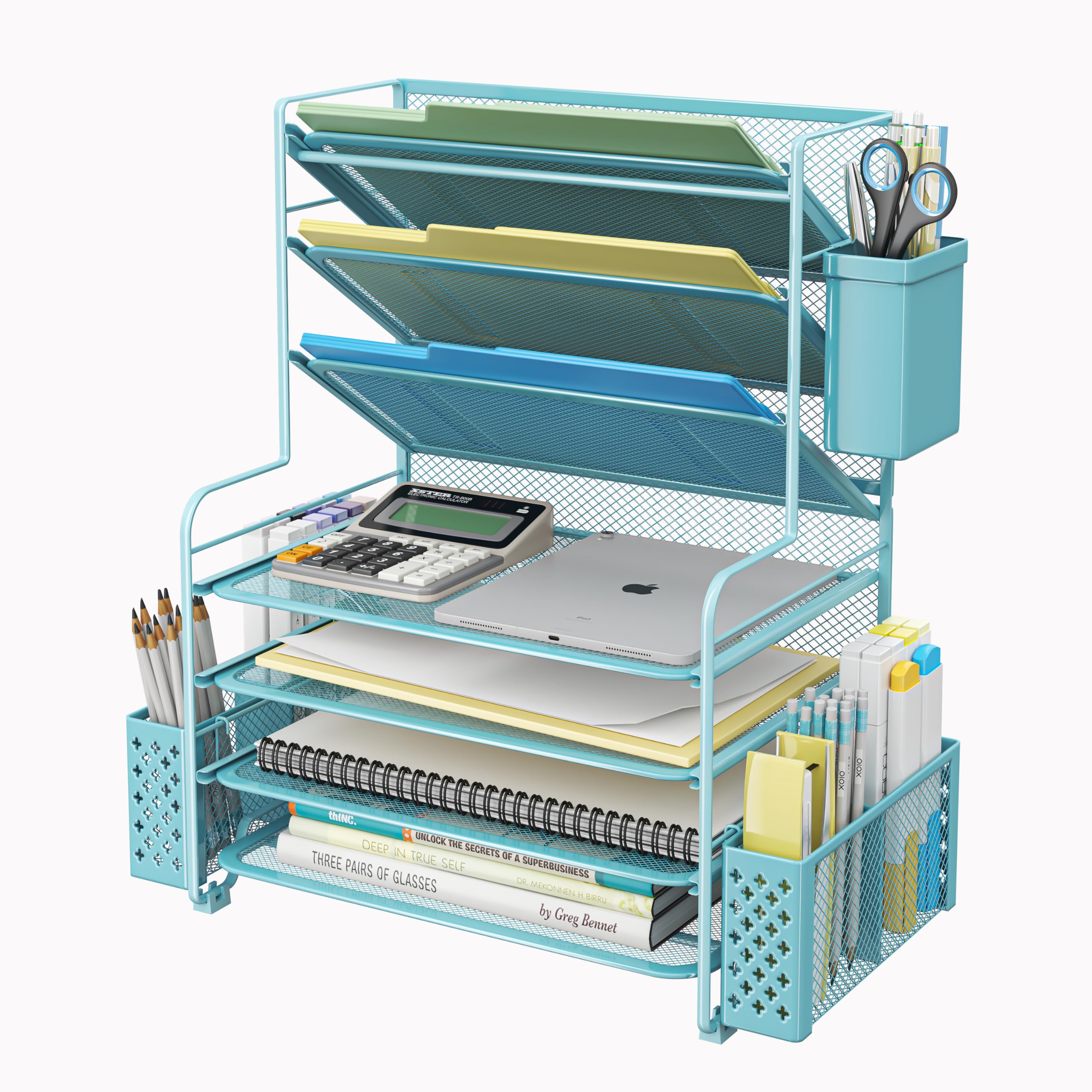 Simple Trending 7-Tier Desk File Organizer with Pen Holder