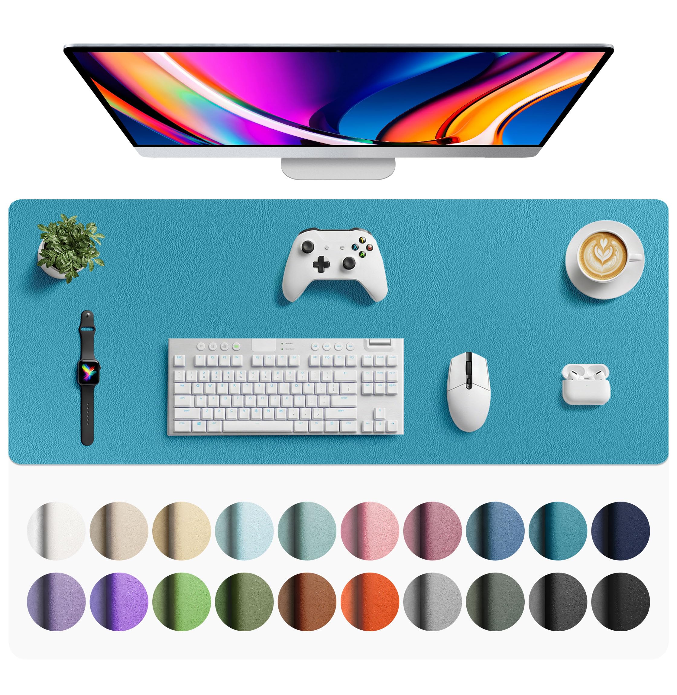 Waterproof PU Leather Desk Pad & Mouse Pad with Non-Slip Base