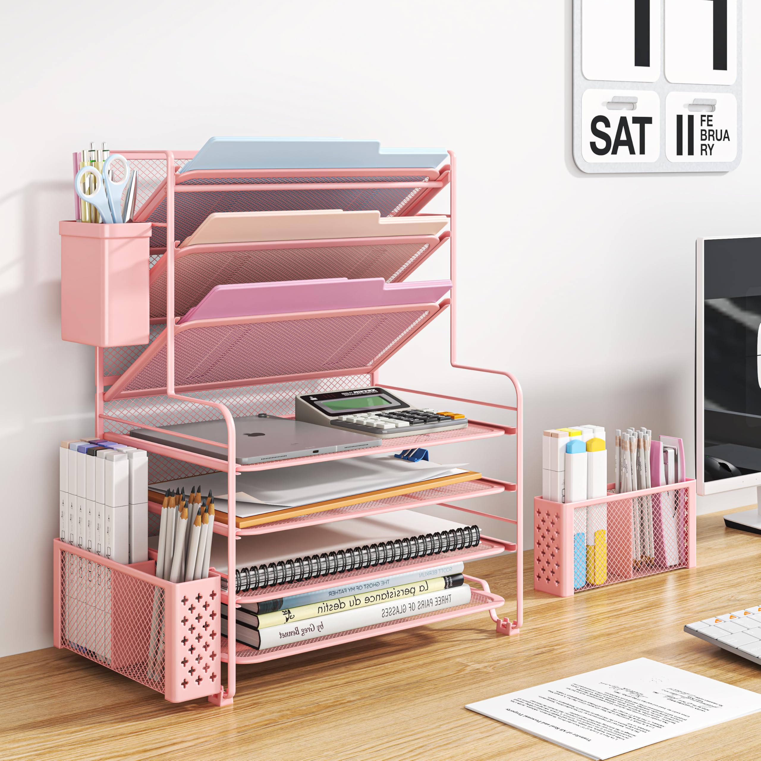 Simple Trending 7-Tier Desk File Organizer with Pen Holder