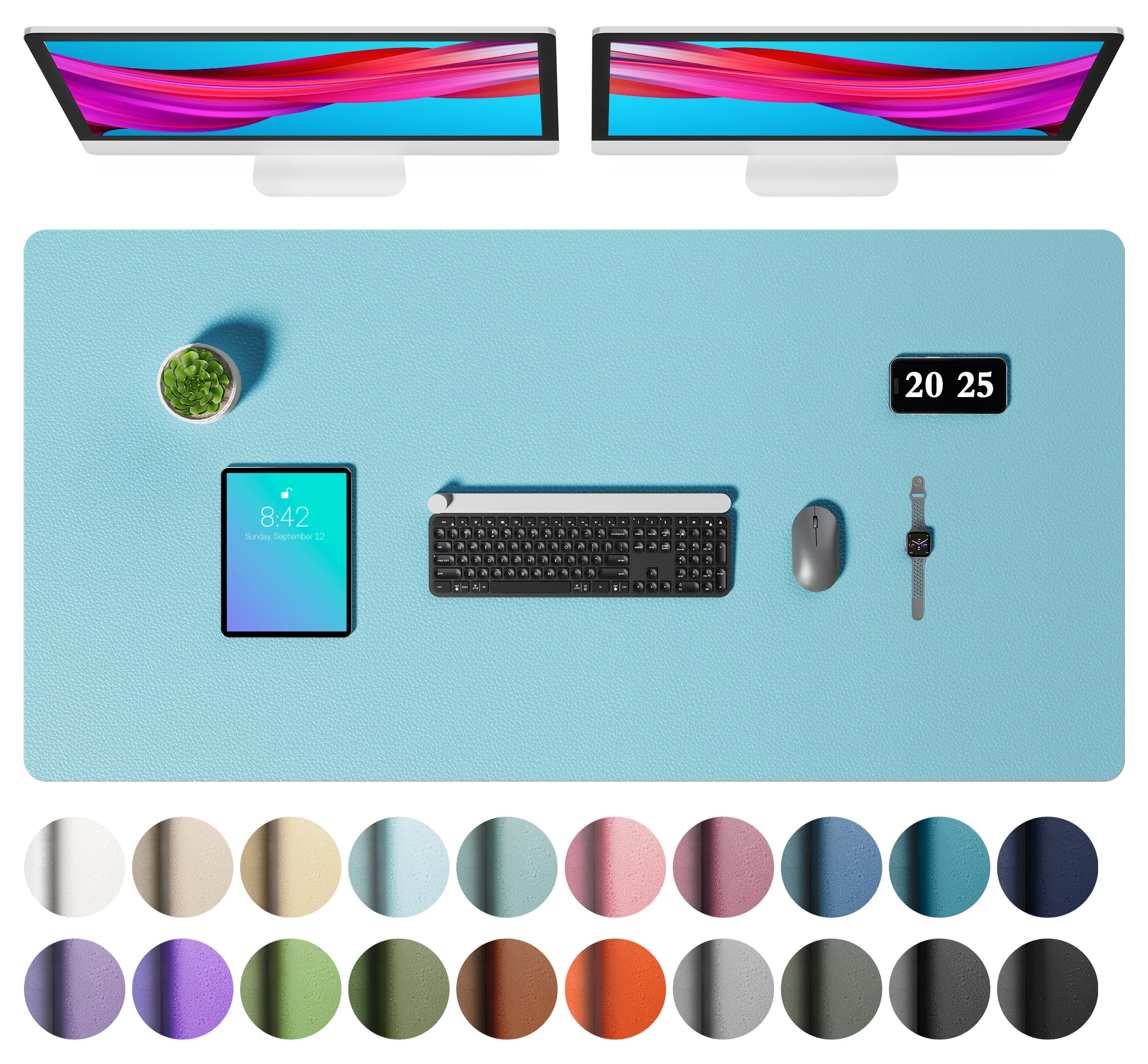 Waterproof PU Leather Desk Pad & Mouse Pad with Non-Slip Base