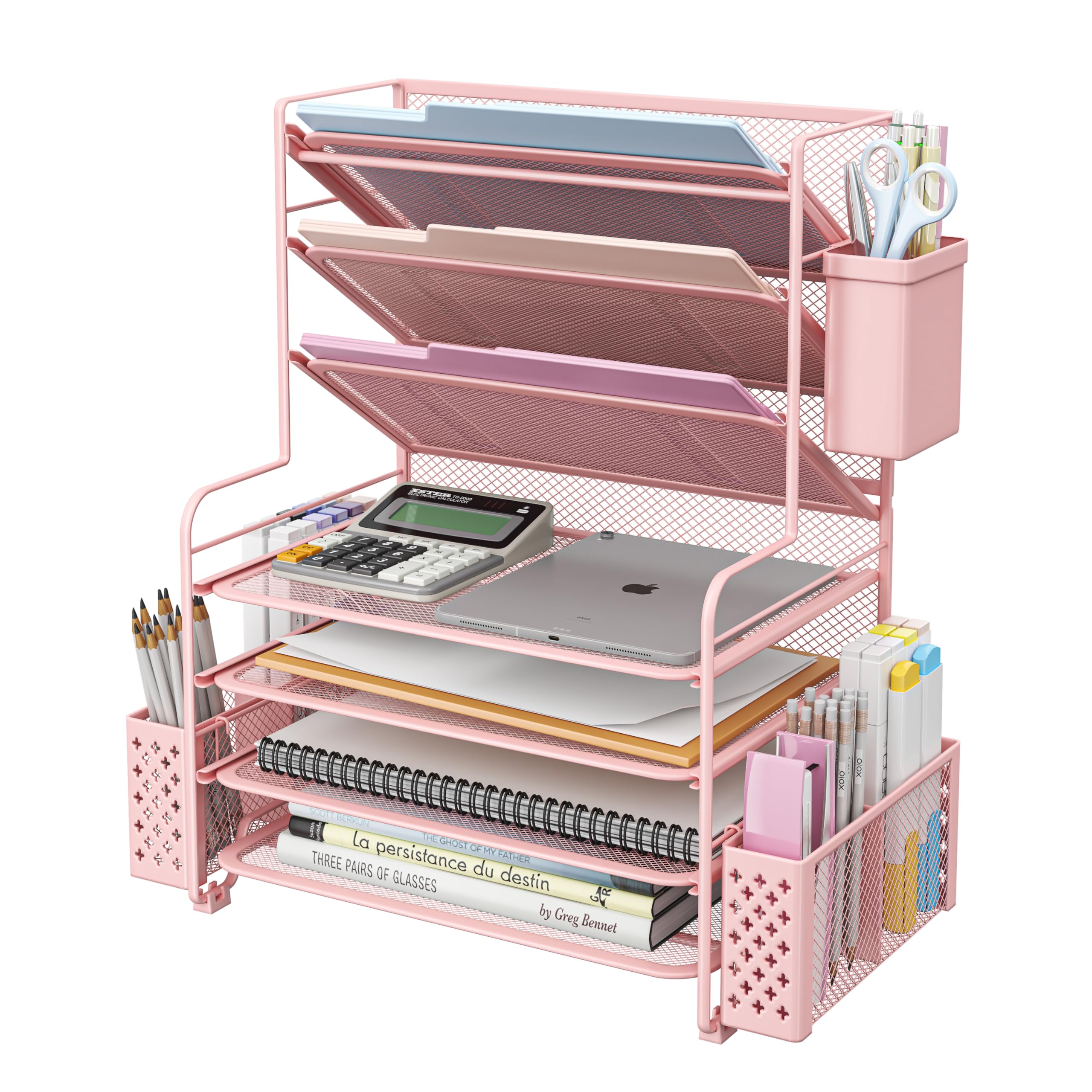 Simple Trending 7-Tier Desk File Organizer with Pen Holder