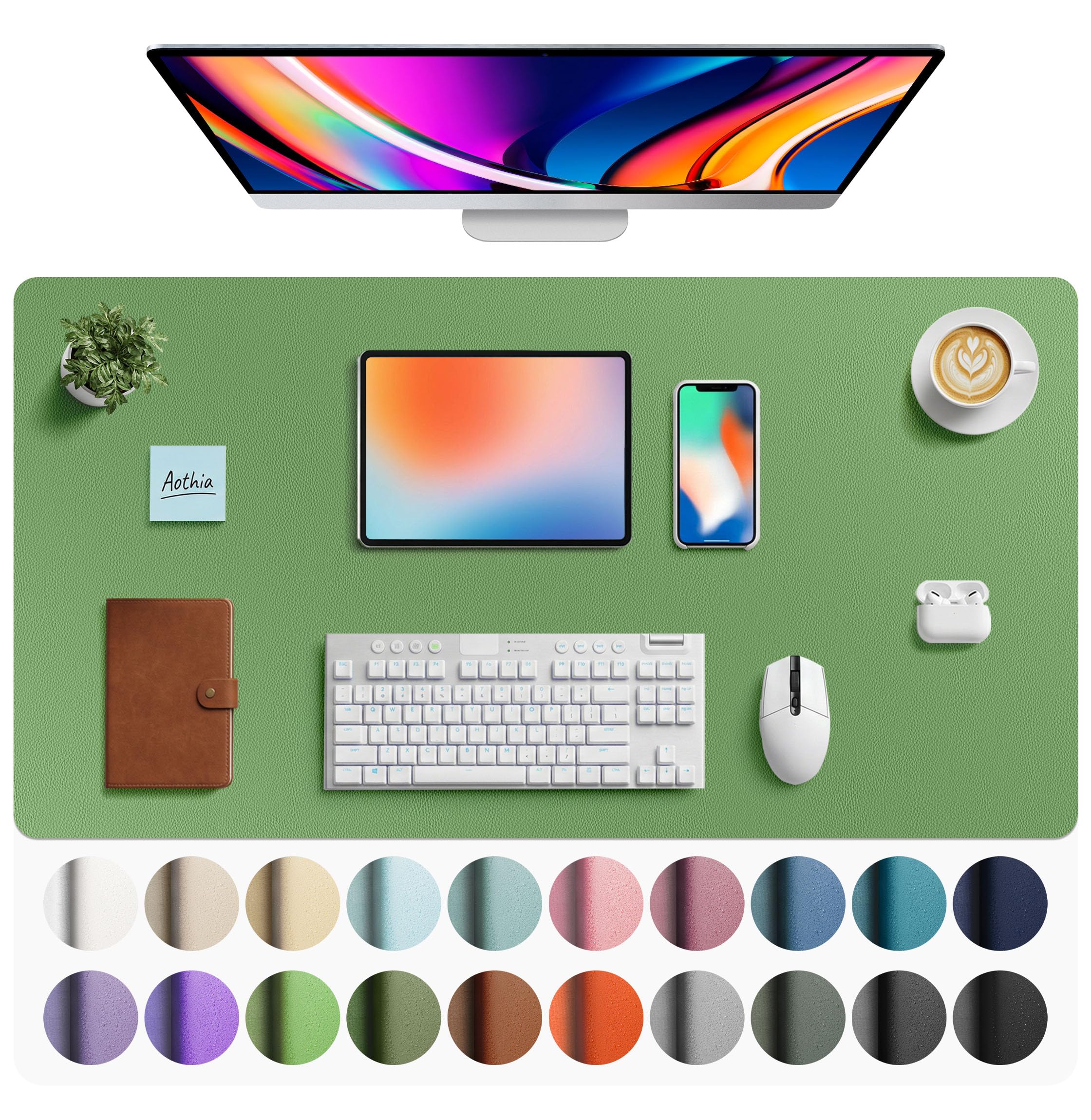 Waterproof PU Leather Desk Pad & Mouse Pad with Non-Slip Base