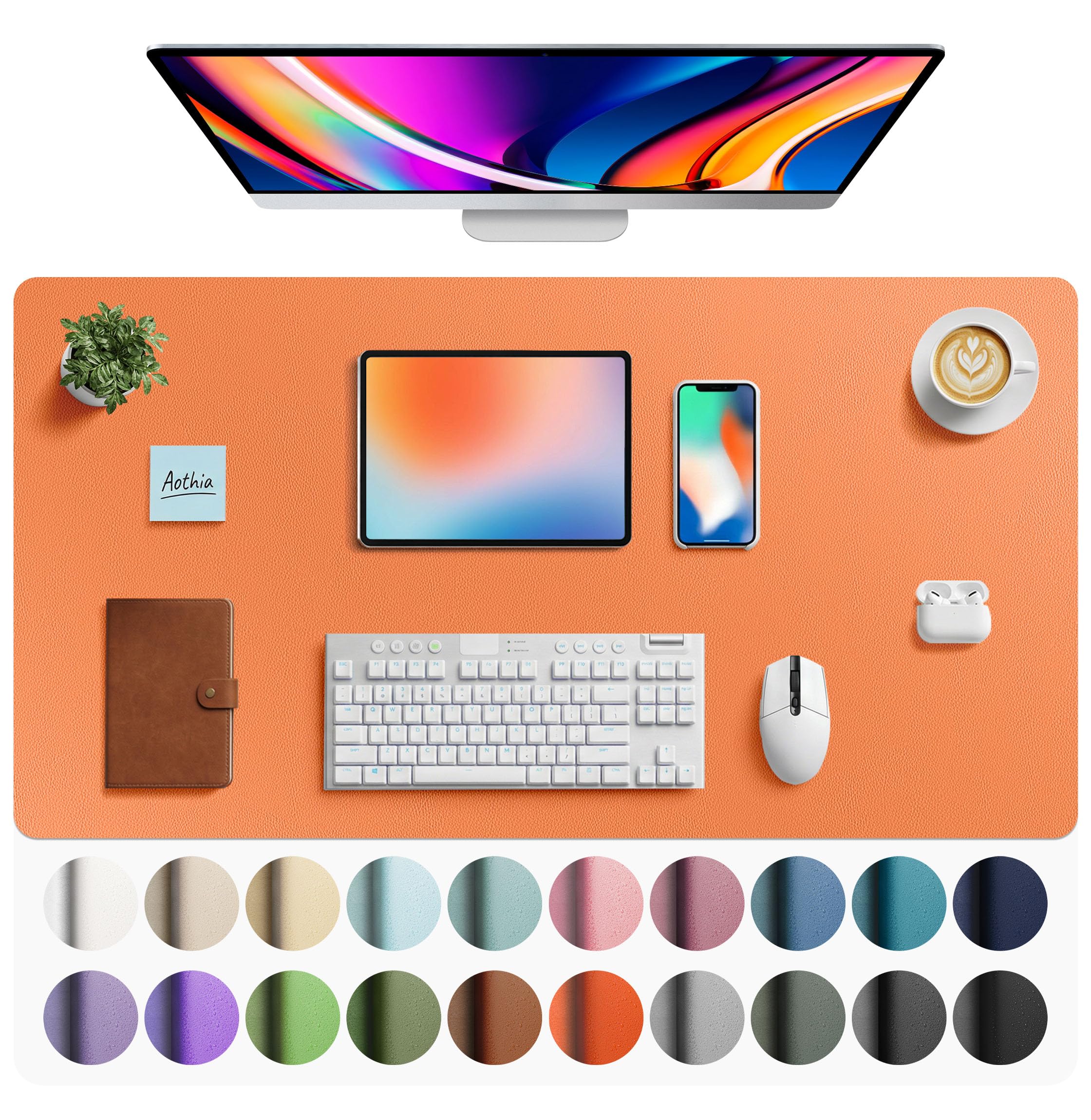 Waterproof PU Leather Desk Pad & Mouse Pad with Non-Slip Base