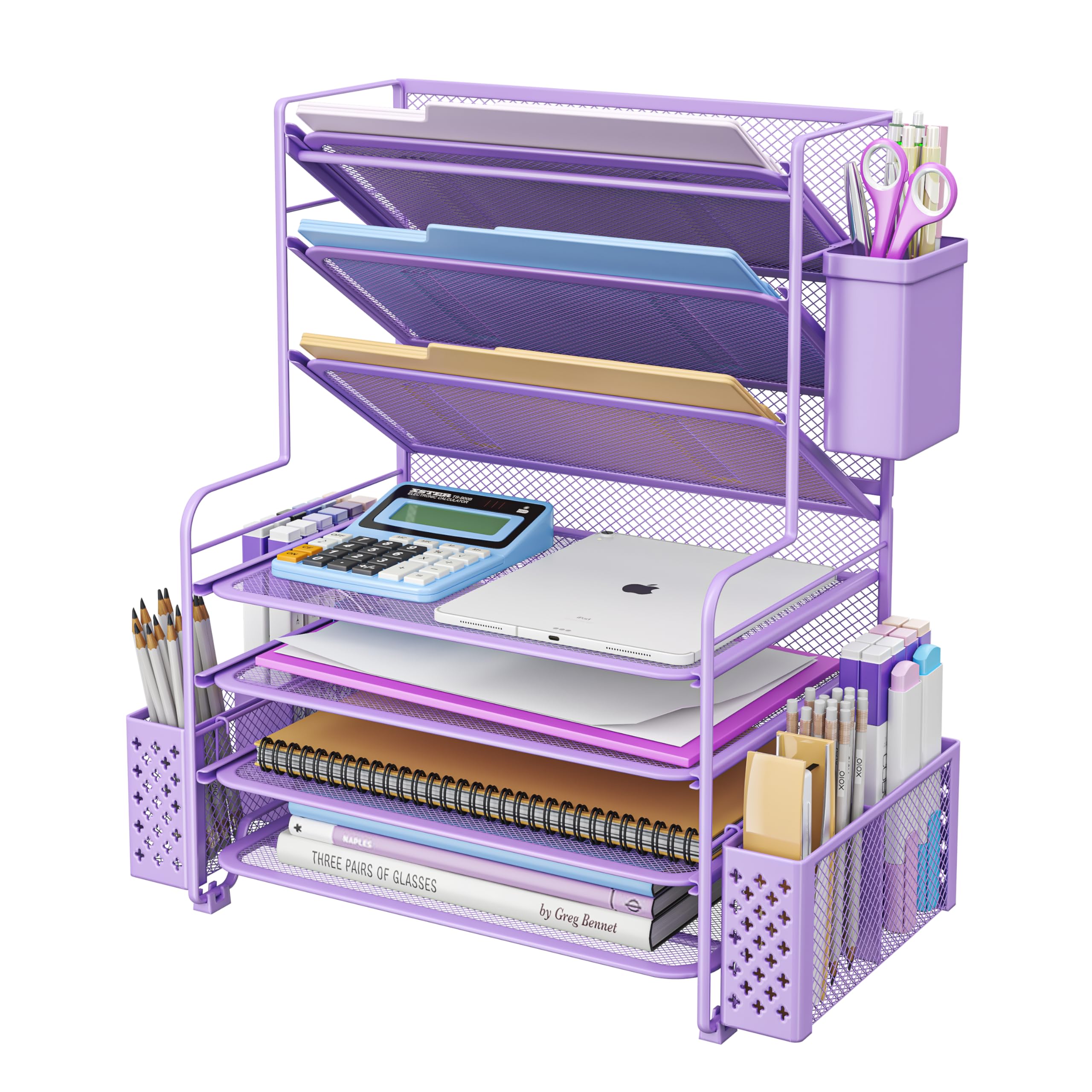 Simple Trending 7-Tier Desk File Organizer with Pen Holder