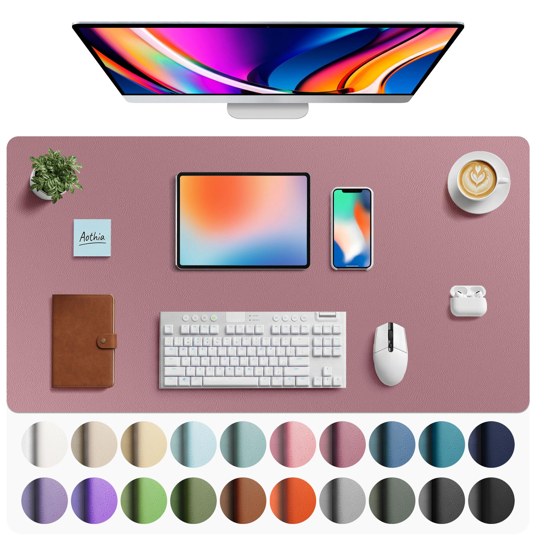 Waterproof PU Leather Desk Pad & Mouse Pad with Non-Slip Base