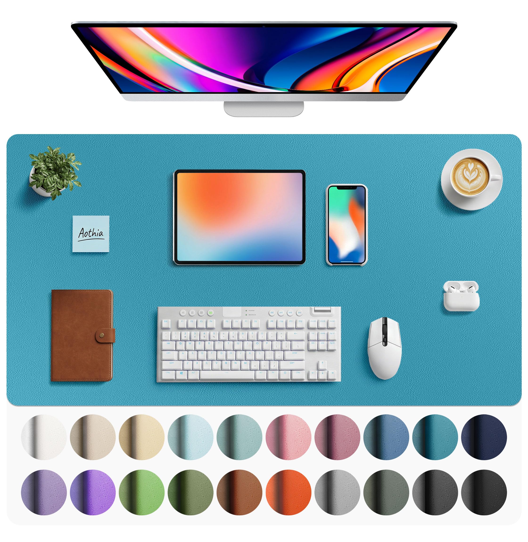 Waterproof PU Leather Desk Pad & Mouse Pad with Non-Slip Base
