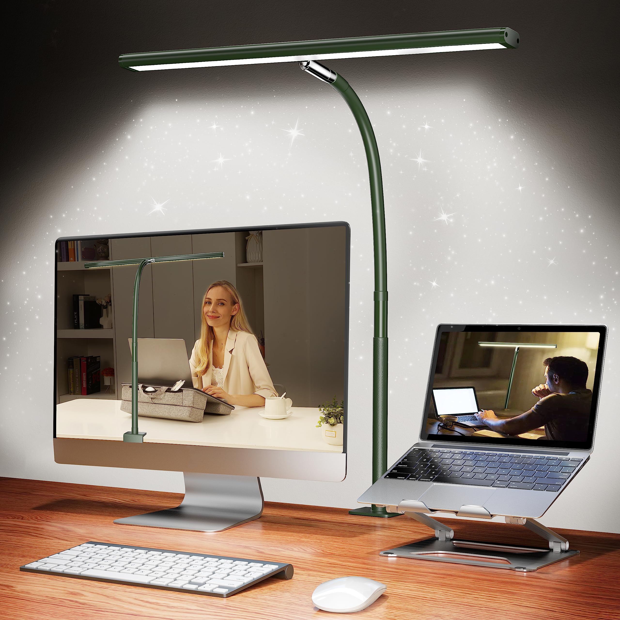 Airlonv 17-Inch LED Clamp Desk Lamp with Stepless Dimming