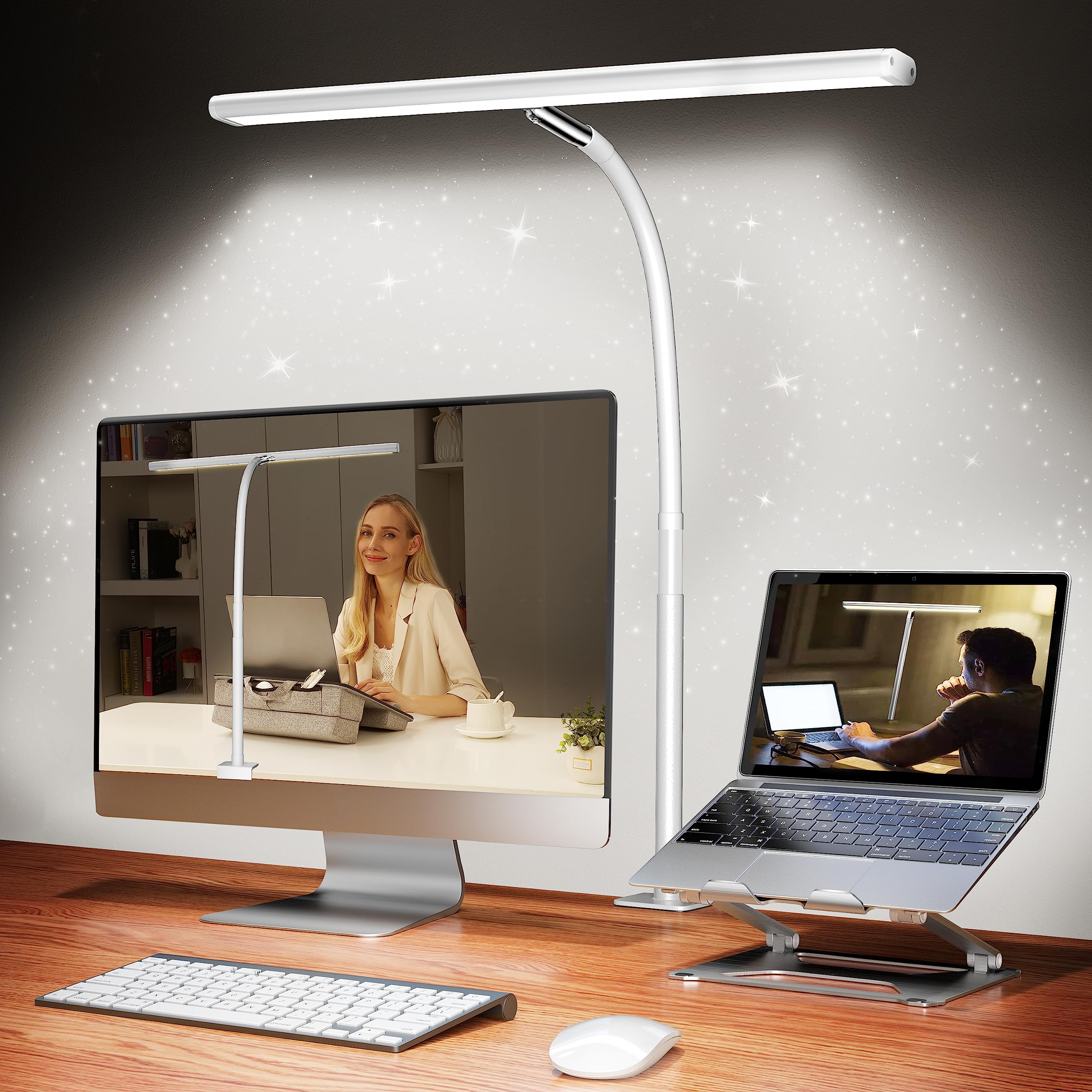 Airlonv 17-Inch LED Clamp Desk Lamp with Stepless Dimming