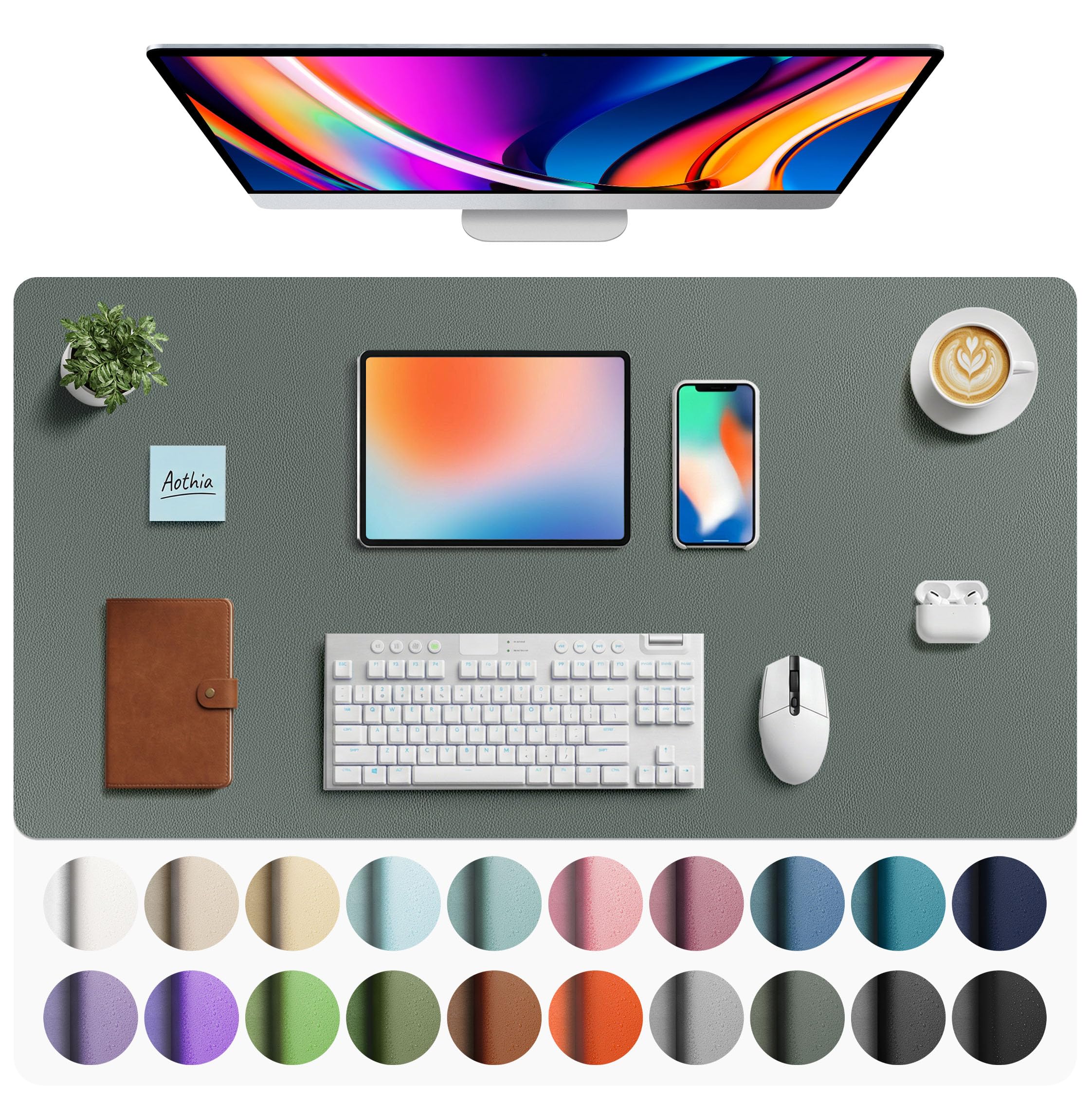 Waterproof PU Leather Desk Pad & Mouse Pad with Non-Slip Base