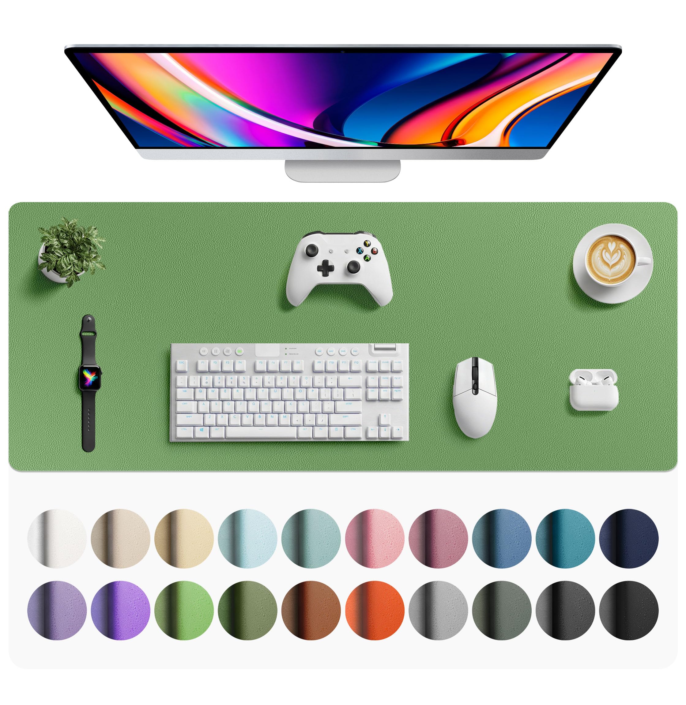 Waterproof PU Leather Desk Pad & Mouse Pad with Non-Slip Base